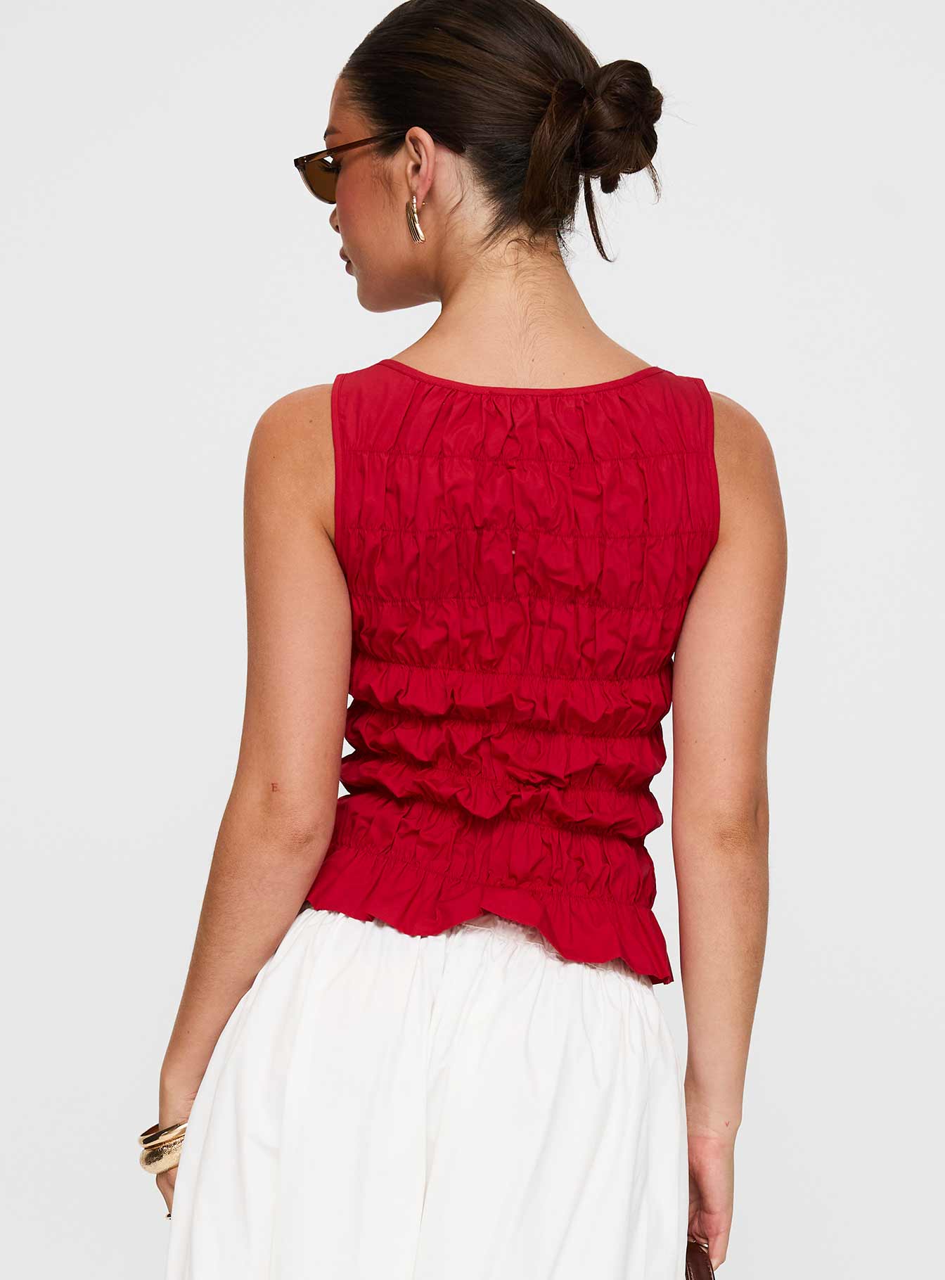 Marleene Shirred Top Red - Image 5