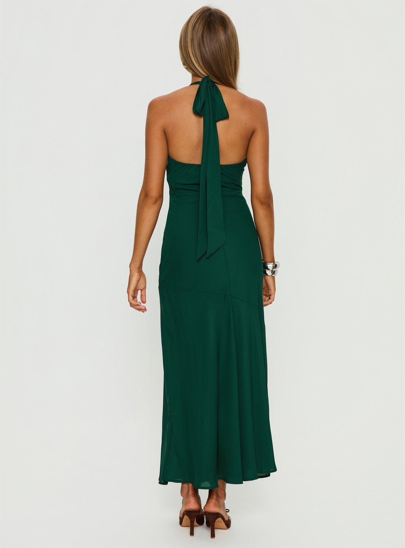Luannie Halter Scarf Tie Maxi Dress Emerald - Image 4