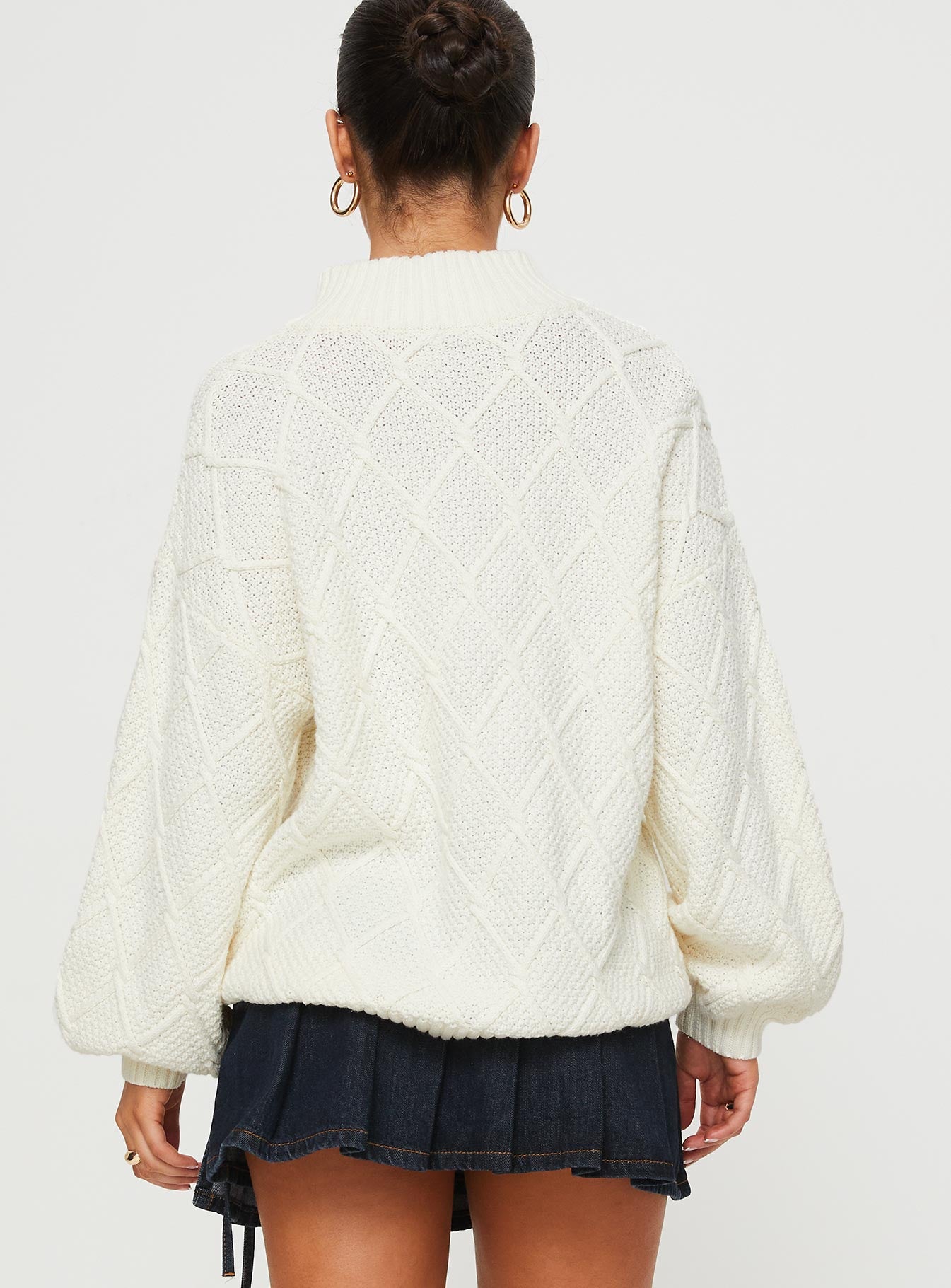 Chana Quarter Zip Knit Sweater Cream - Image 5