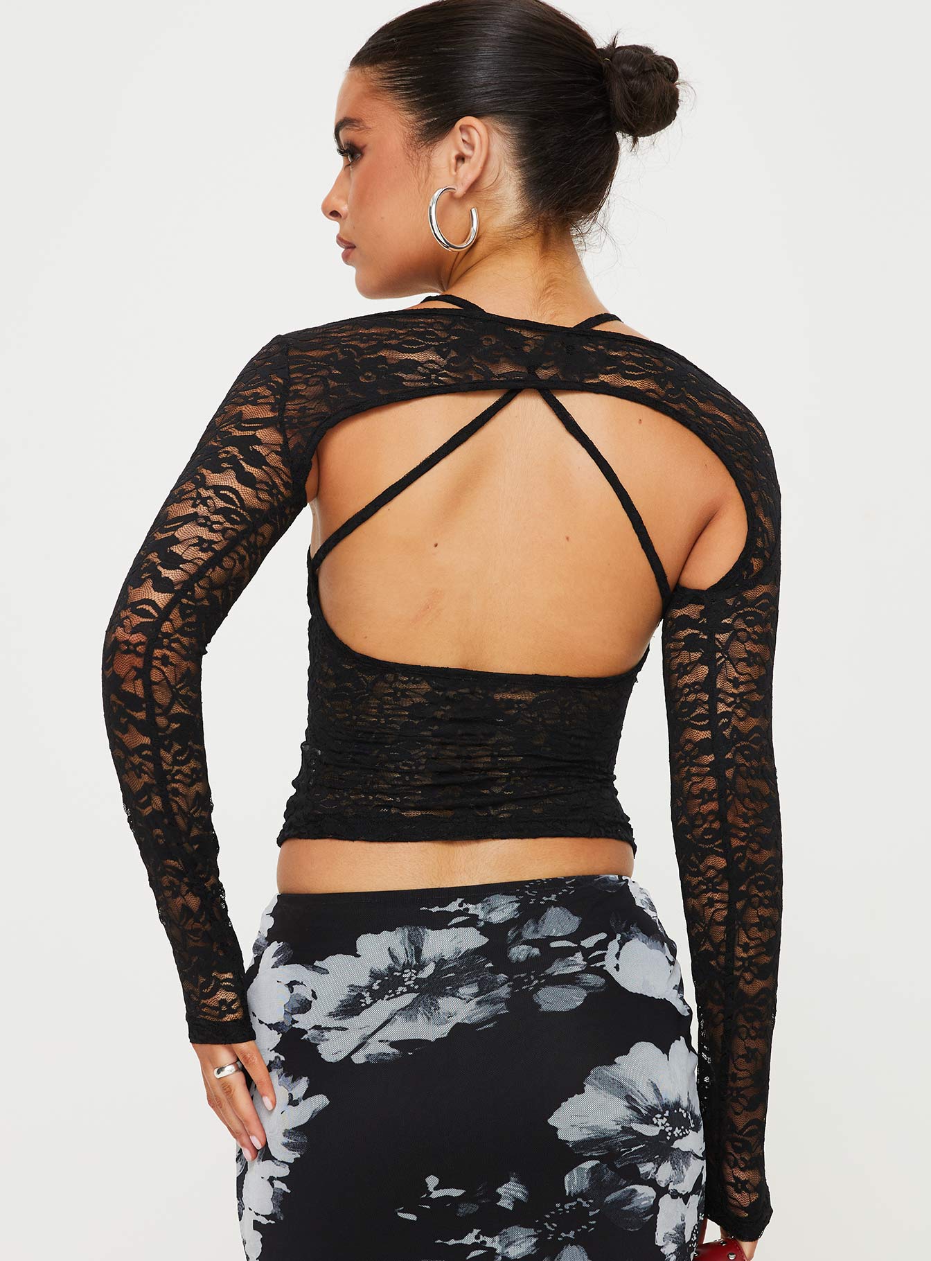 Silveira Long Sleeve Lace Top Black - Image 5