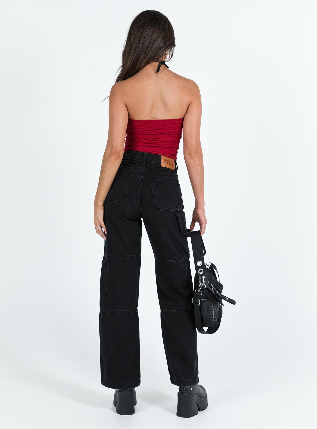 Thomson High Rise Wide Leg Cargo Jeans Black - Image 5