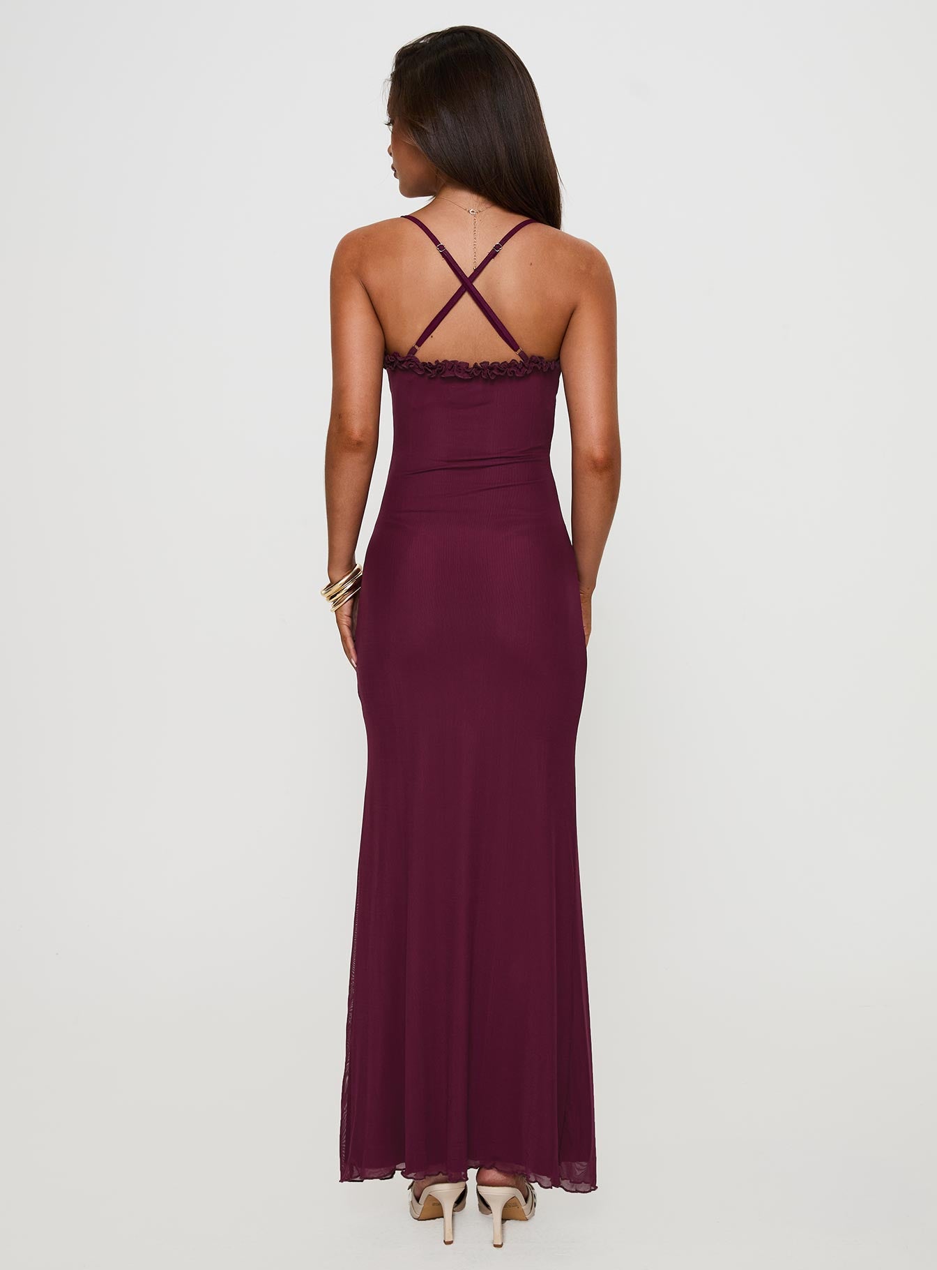 Soulina Ruched Maxi Dress Purple - Image 5
