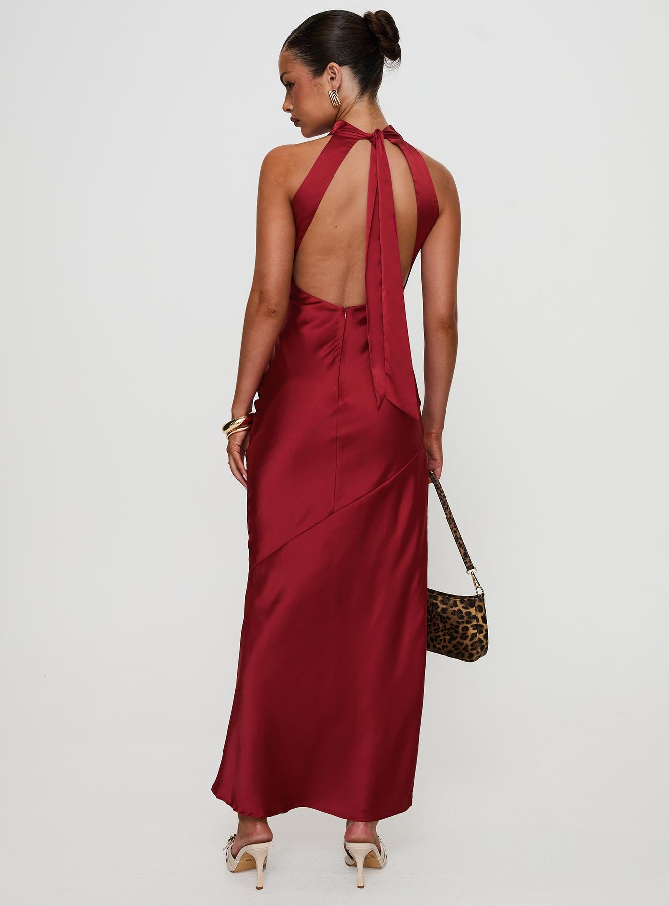 Mordecai Halter Maxi Dress Burgundy - Image 5