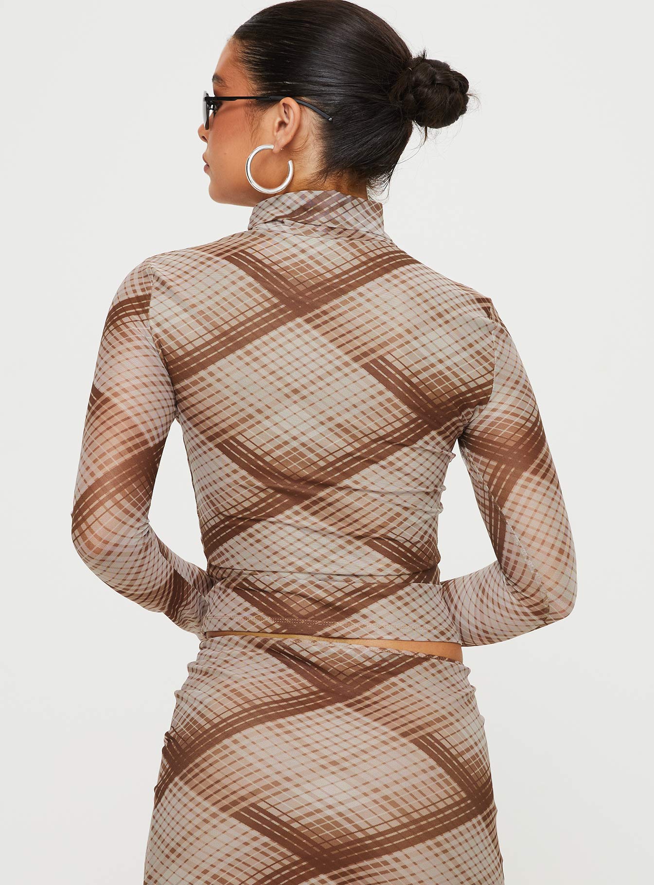 Another Dreamer Long Sleeve Top Brown Check - Image 5