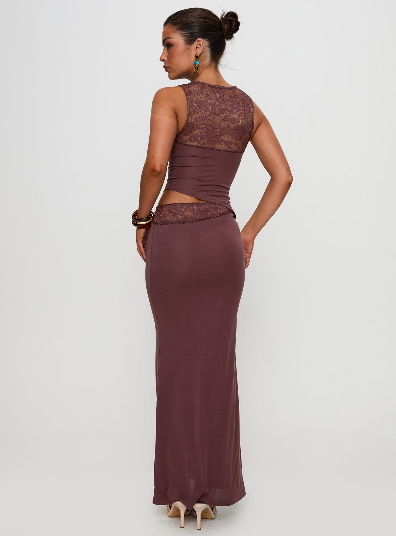 Vesperine Lace Maxi Dress Cocoa Brown - Image 5