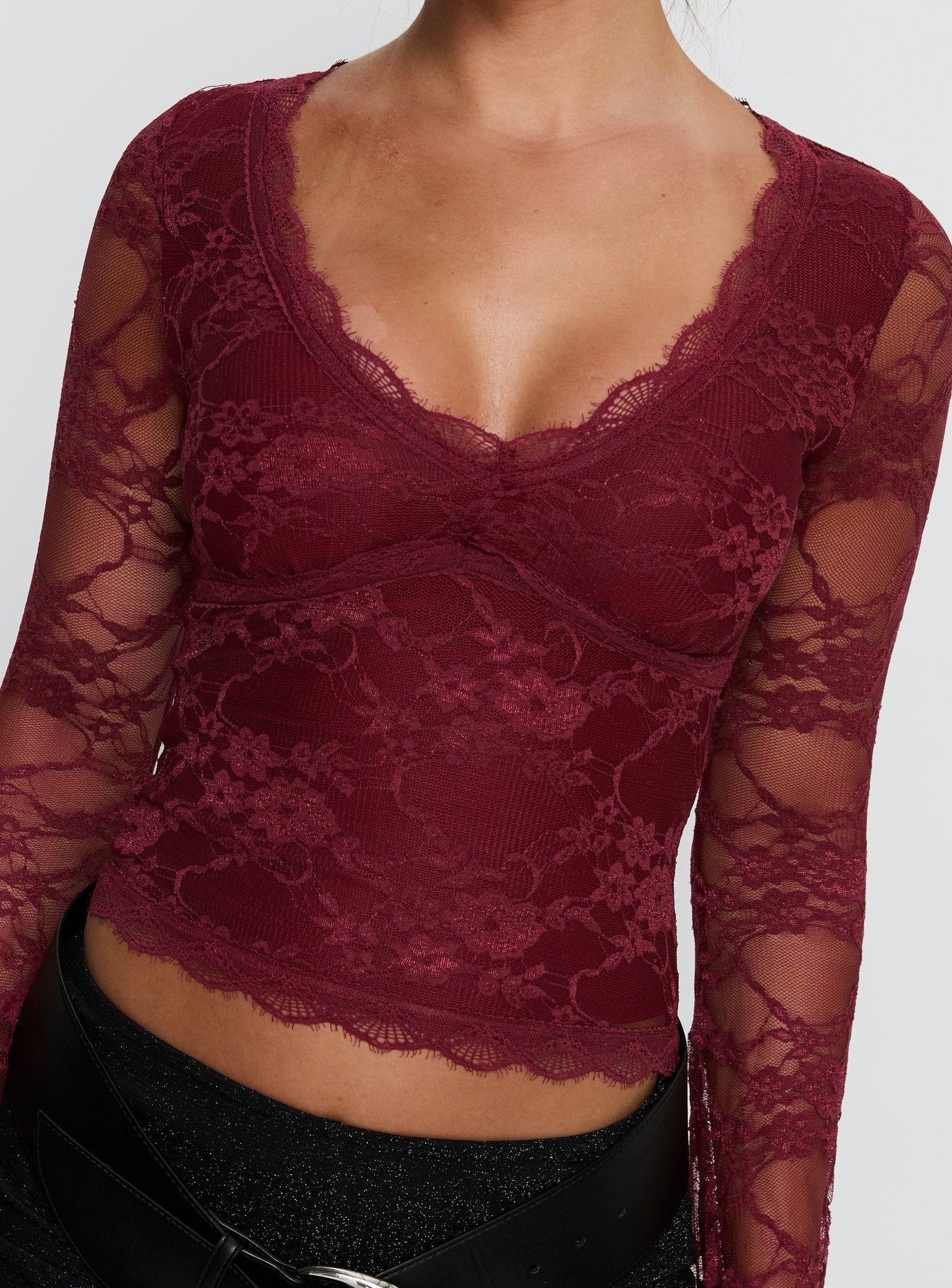 Pitter Long Sleeve Top Burgundy - Image 6