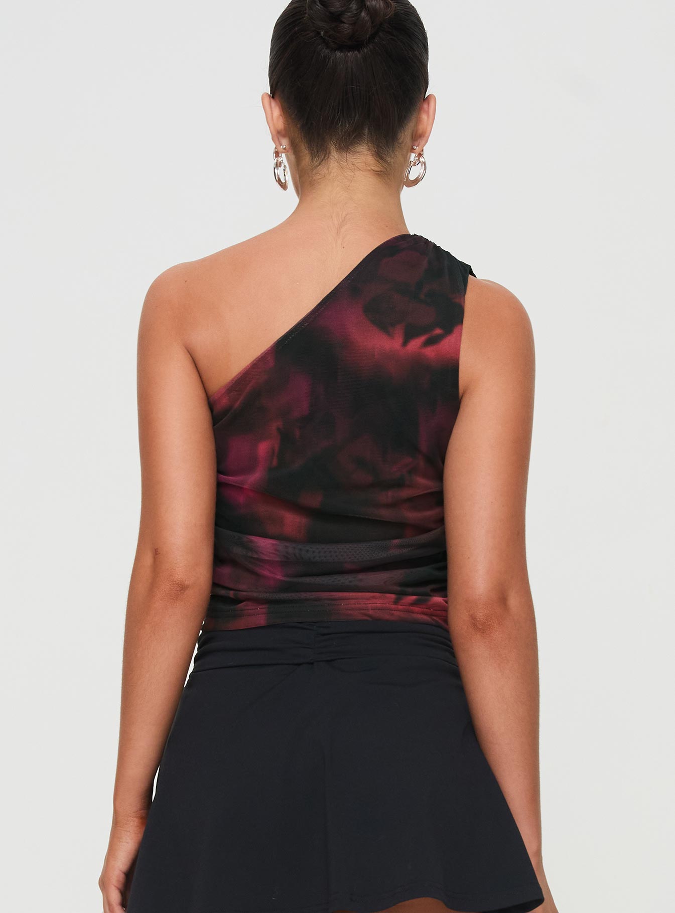 Annem One Shoulder Top Black / Red - Image 5