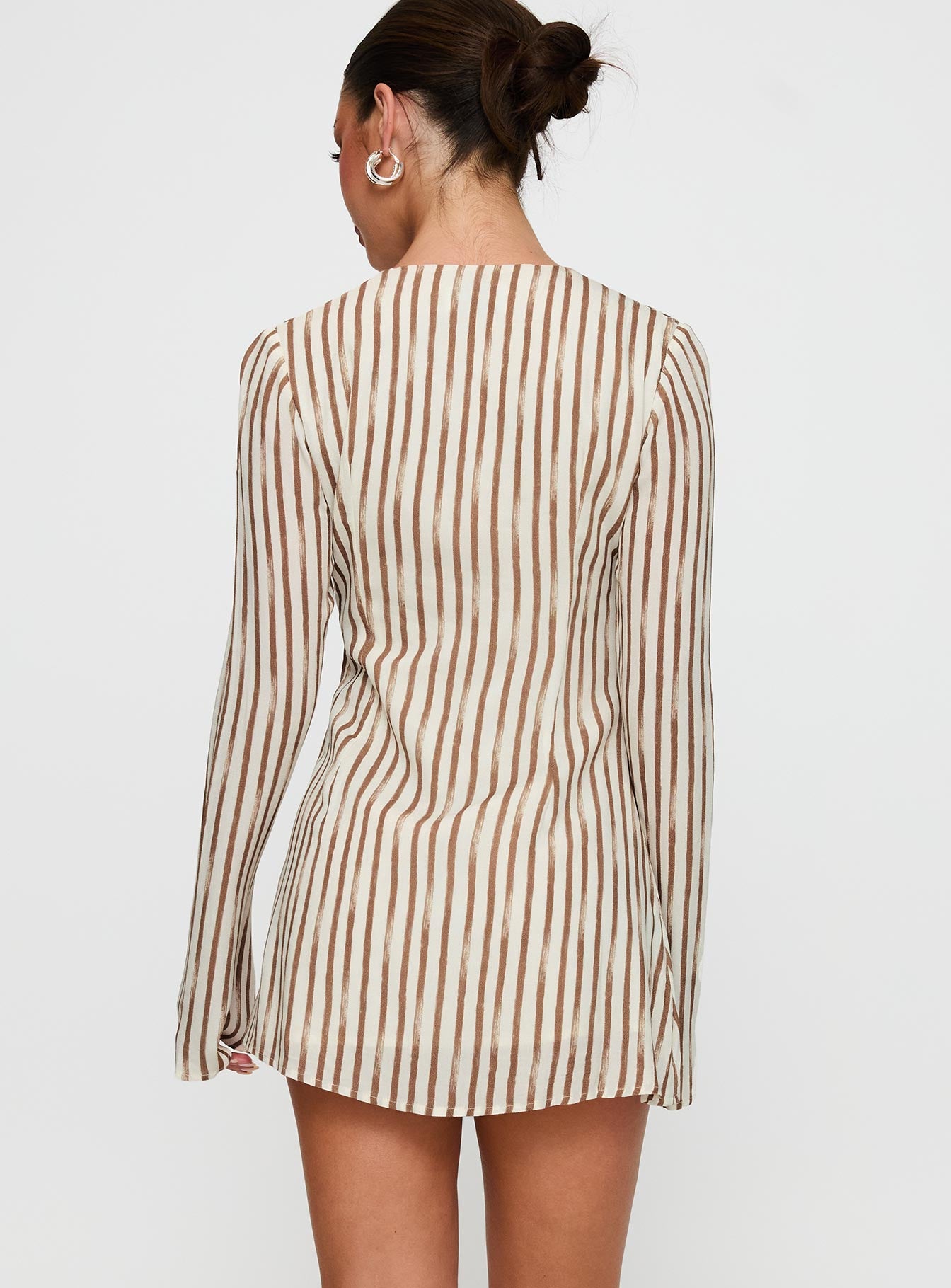 The Good Life Mini Dress Brown / White Stripe - Image 5