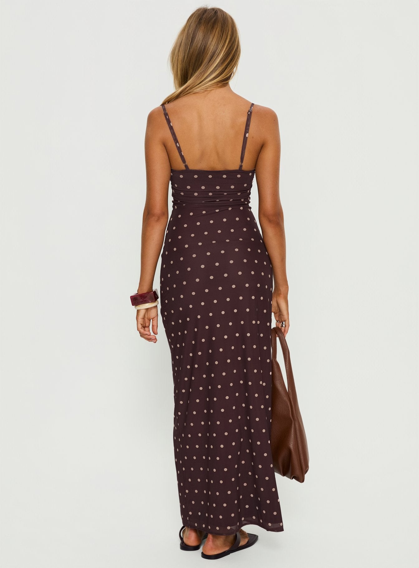 Glass Half Full Mesh Maxi Dress Plum / Pink Polka Dot - Image 5