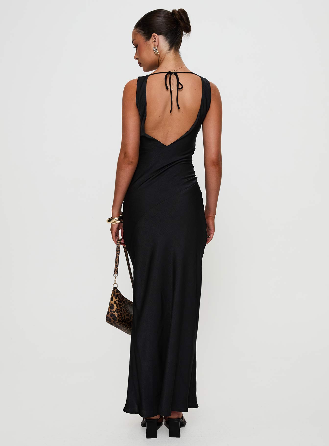 Make Memories Cowl Neck Maxi Dress Black - Image 5