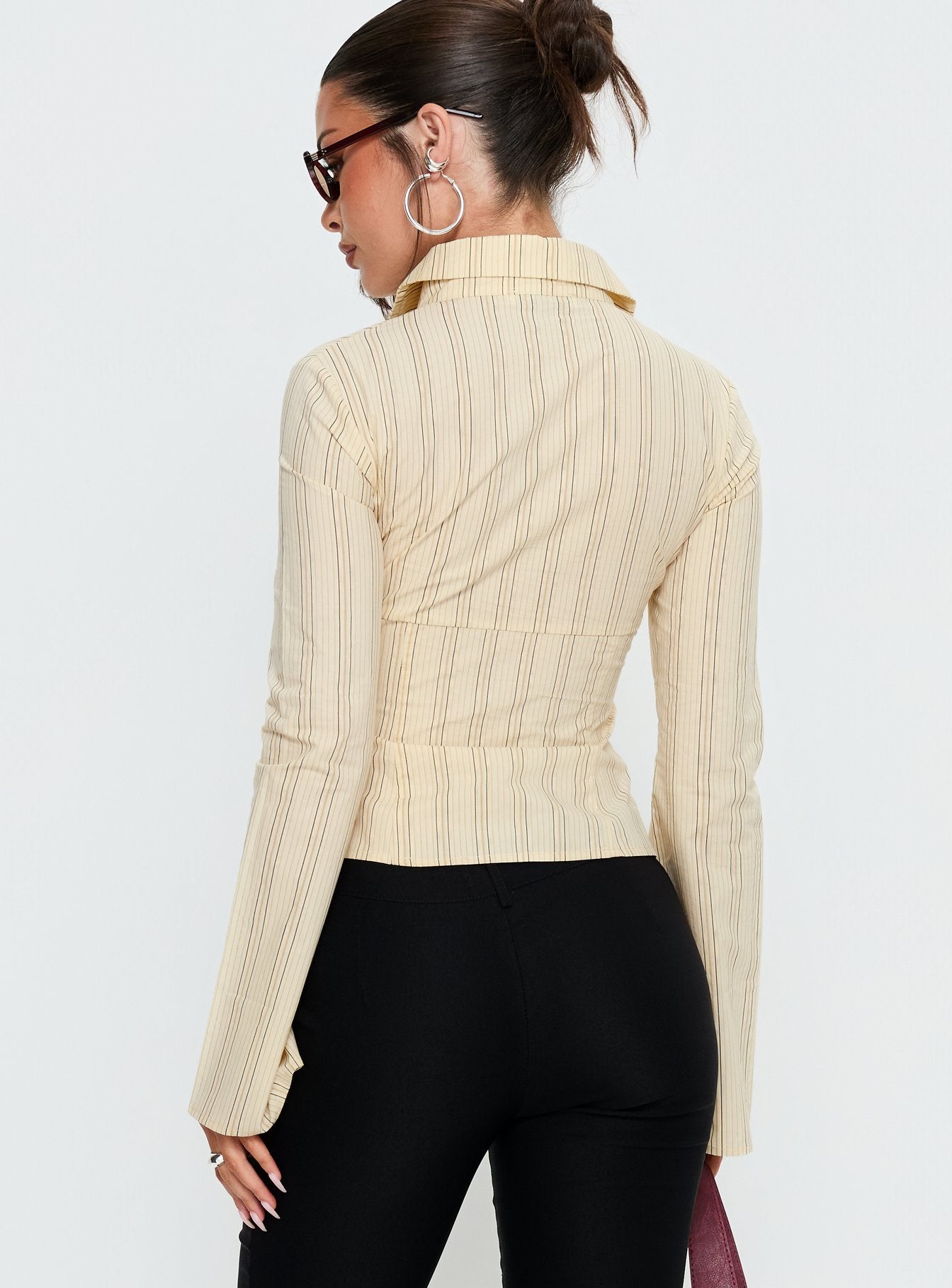 Wrenner Layered Long Sleeve Top Yellow Stripe - Image 5