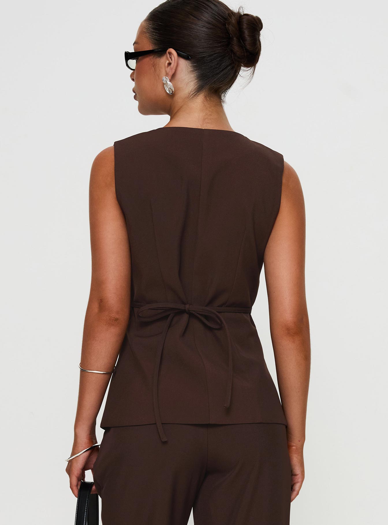 Ambient Longline Button Up Top Chocolate - Image 5