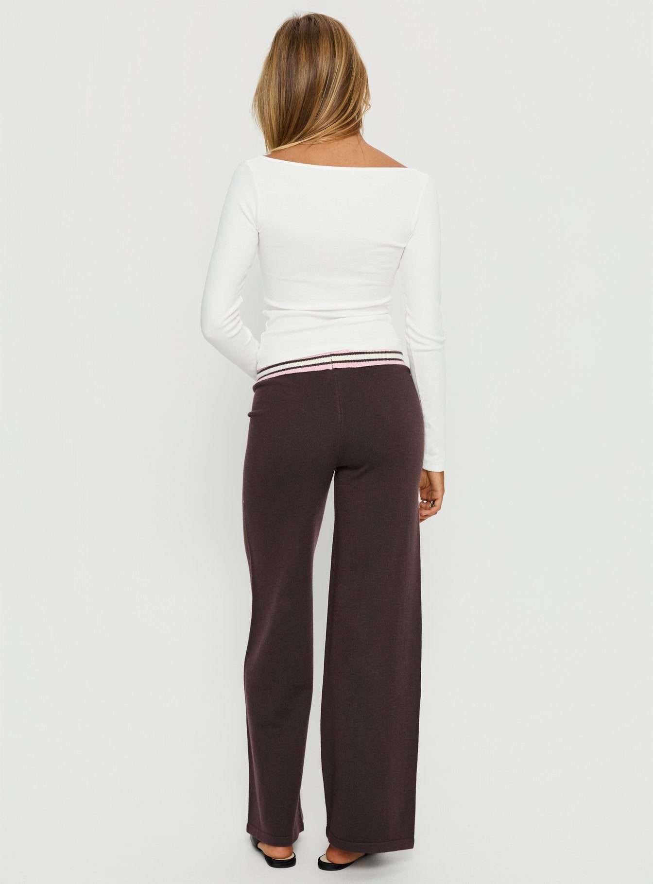 Felisha Low Waist Knit Pants Brown - Image 5
