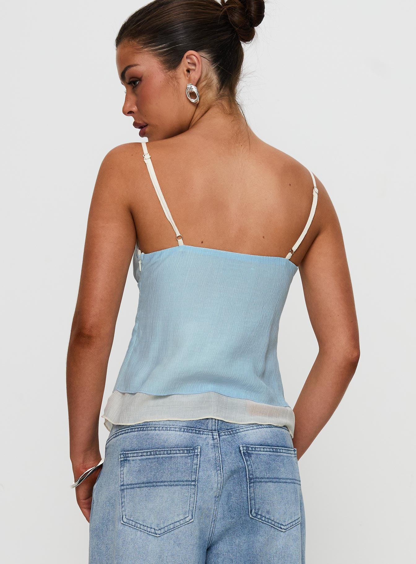 Majorie Layered Top Blue / Cream - Image 4