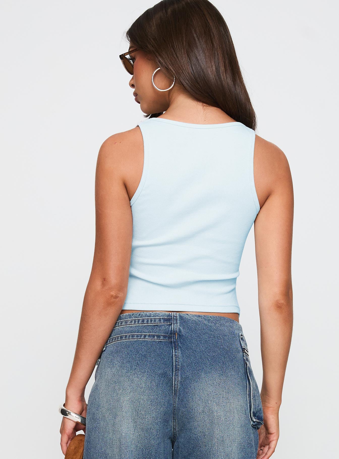 Baseline Square Neck Rib Tank Top Light Blue - Image 5
