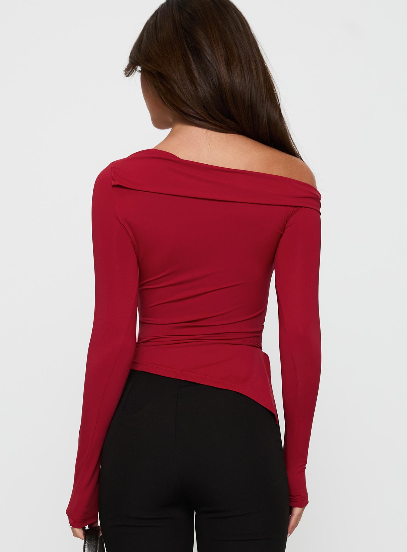 Donalla Off The Shoulder Hardware Detail Top Red - Image 5