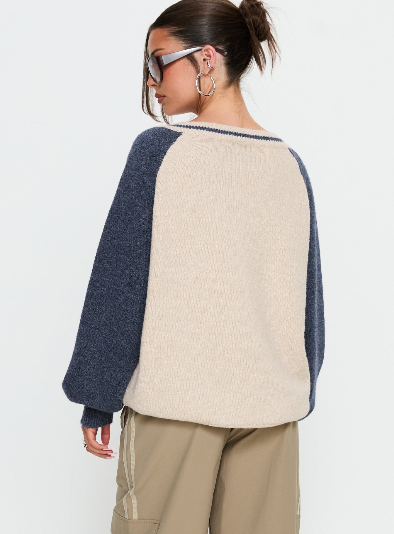 Adana V Neck Graphic Knit Sweater Multi - Image 4