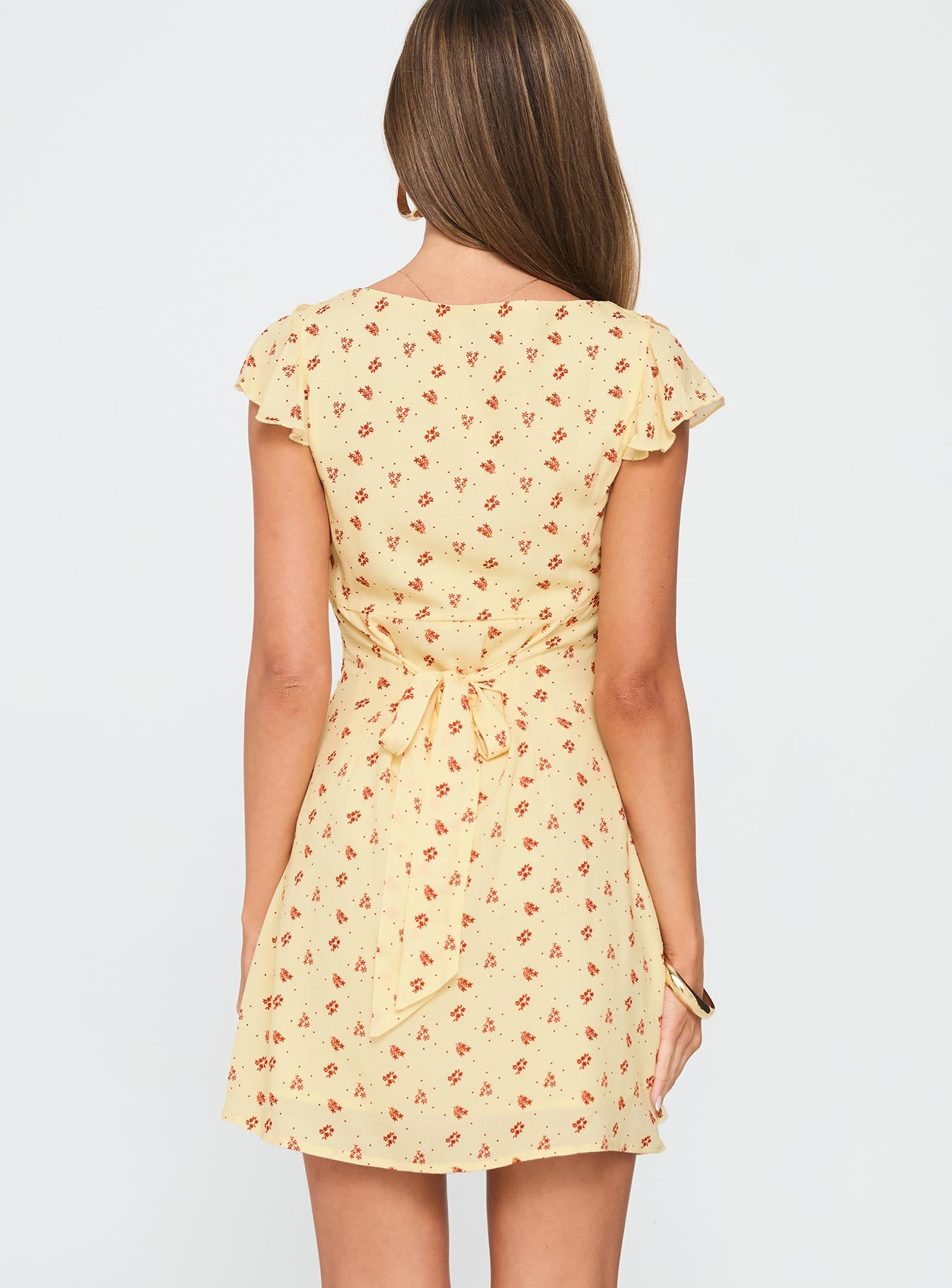 Just Me And You Frill Mini Dress Yellow Floral - Image 5