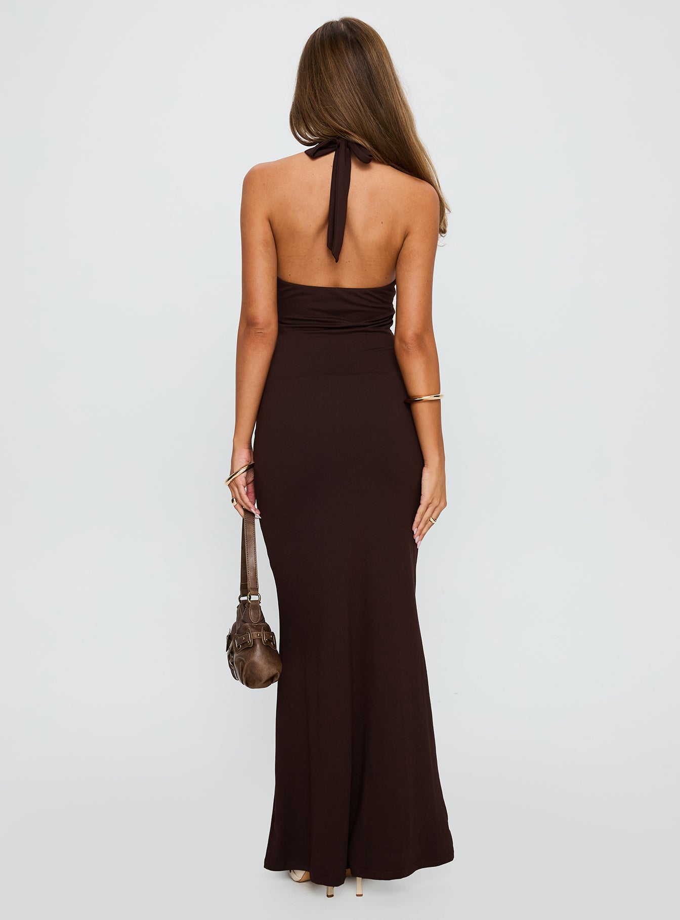 No Hard Feelings Twist Maxi Dress Brown - Image 5