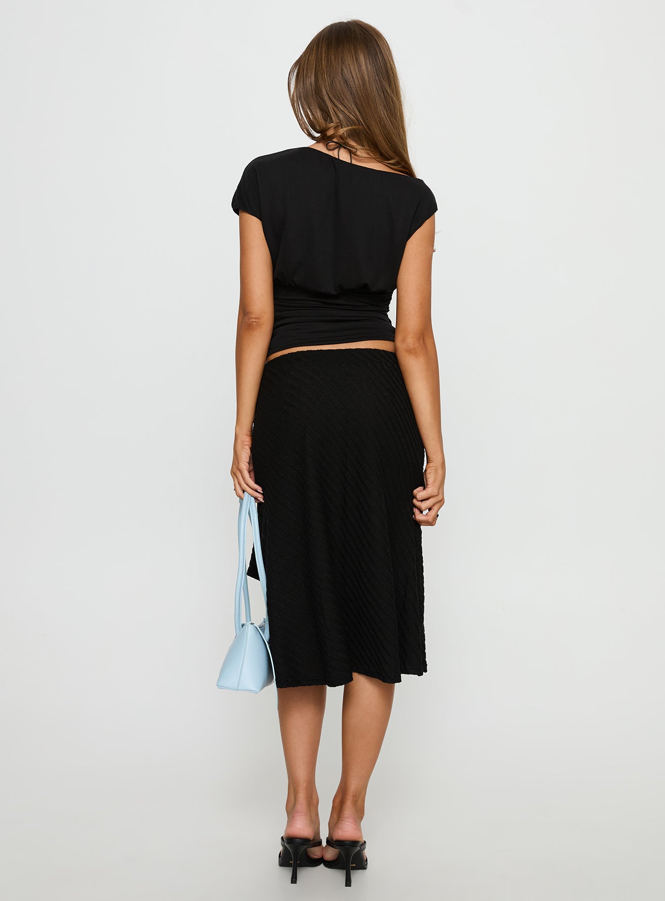 Esmeray Midi Knit Skirt Sheer Black - Image 5