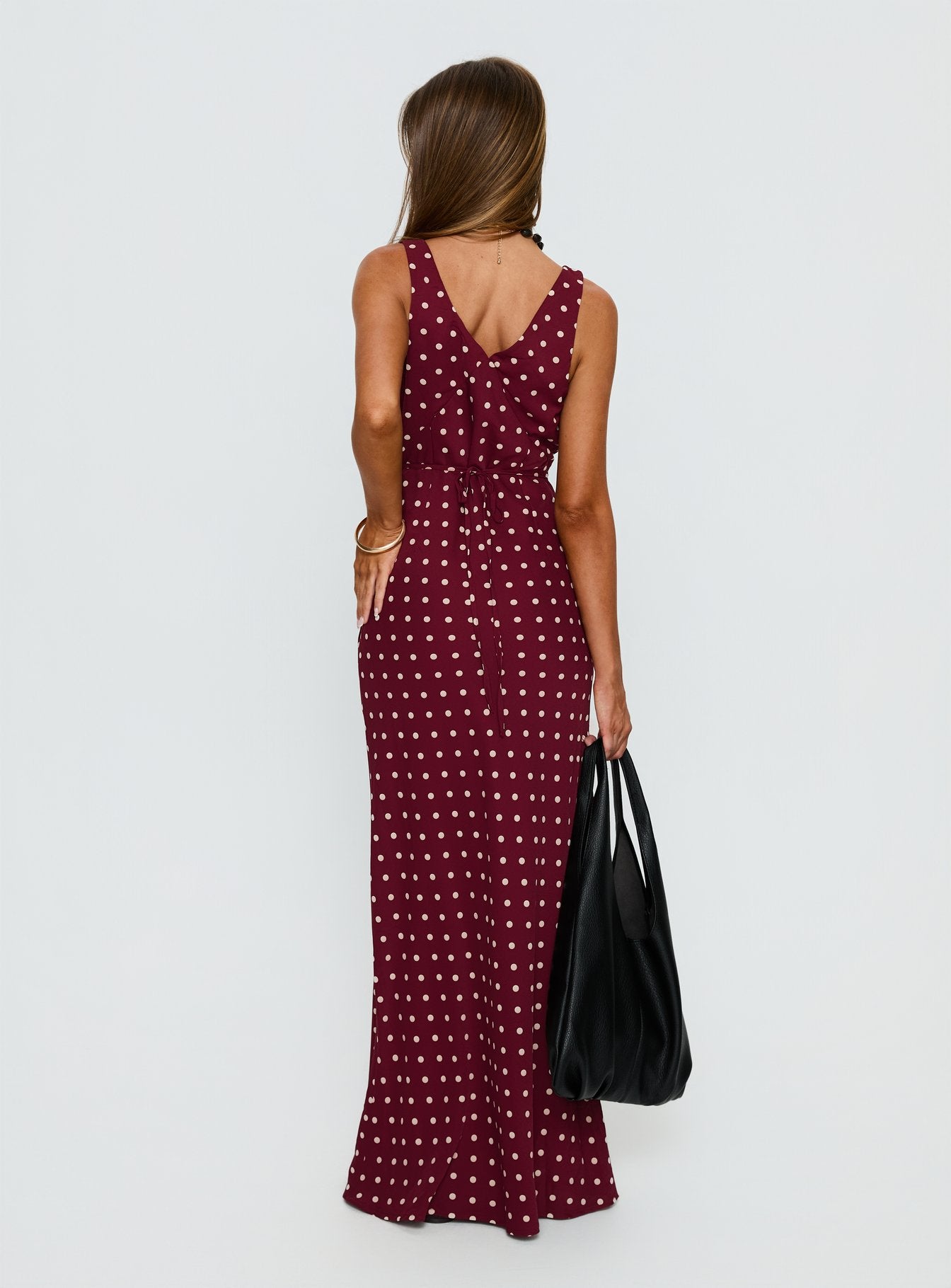 Nellie Maxi Dress Burgundy Polka Dot - Image 5