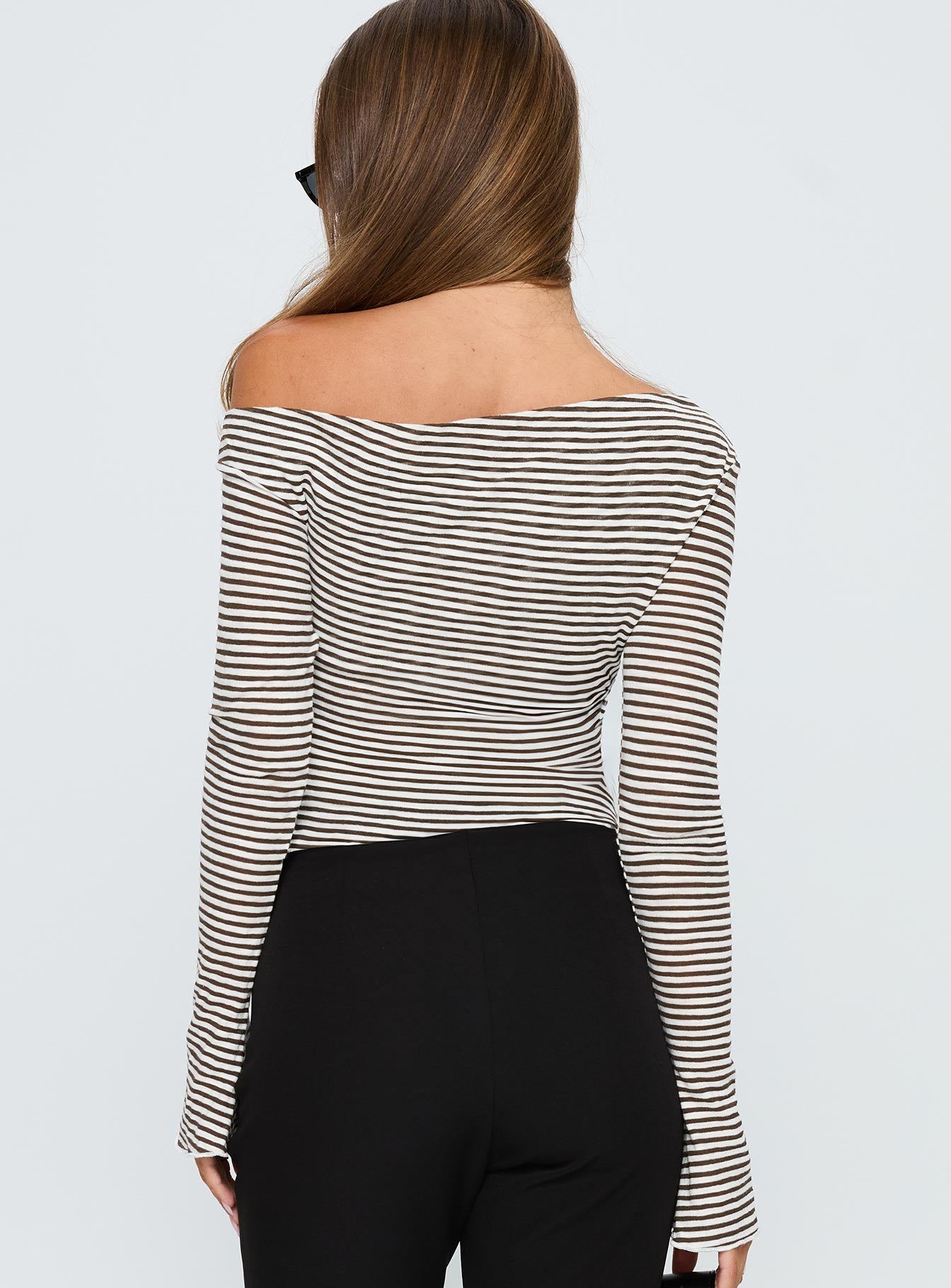 Synergies Long Sleeve Top Brown / White Stripe - Image 5