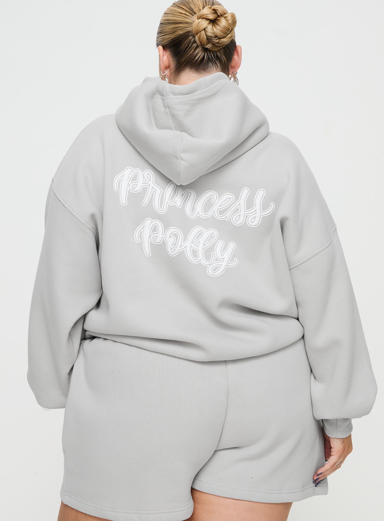 Princess Polly Hooded Sweatshirt Puff Text Grey Curve - Image 5