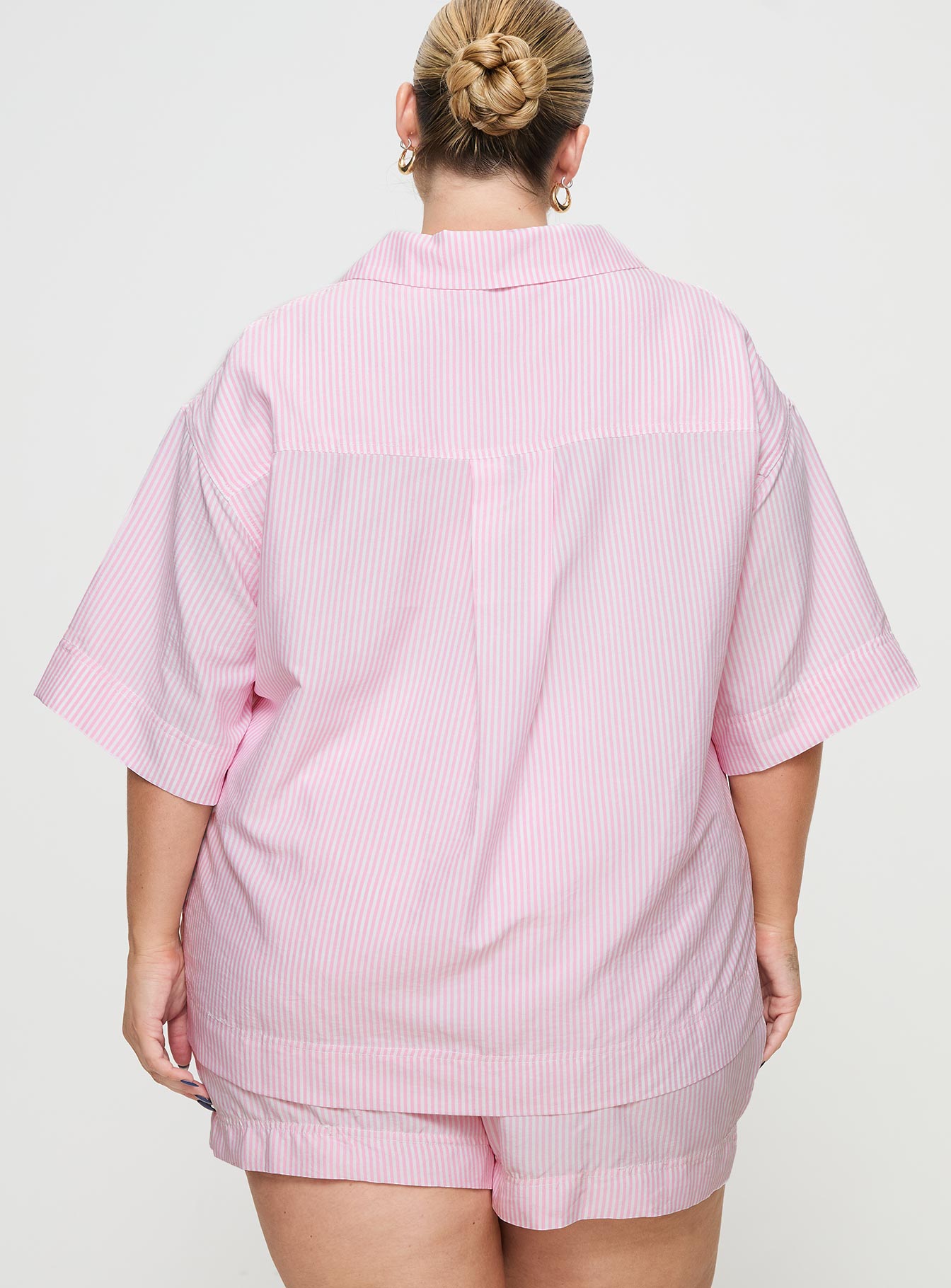 Early Riser Sleep Shirt Pink Stripe Curve - Image 5