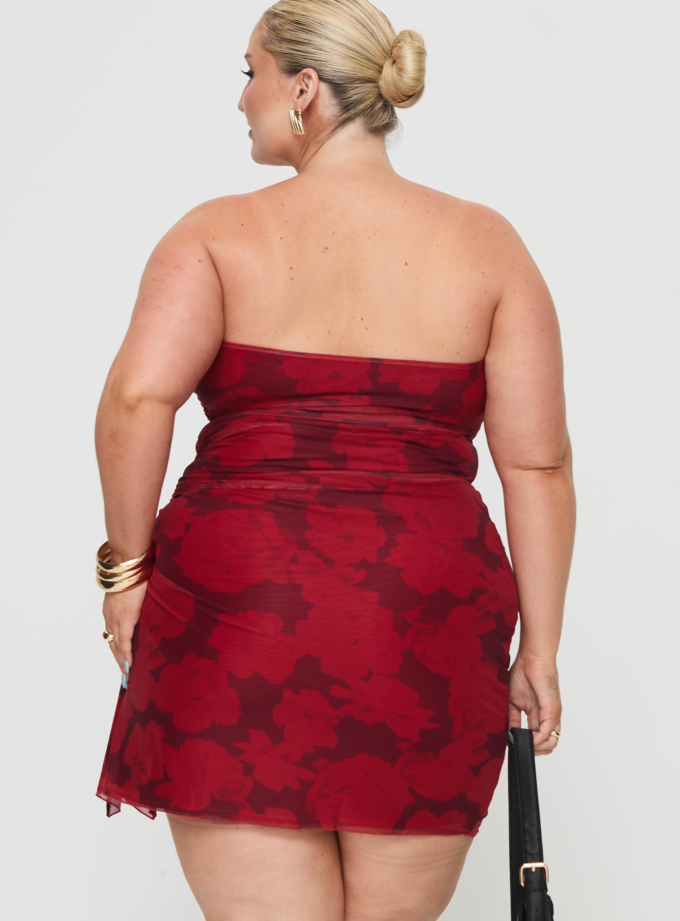 Donelli Mini Dress Burgundy / Red Floral Curve - Image 5