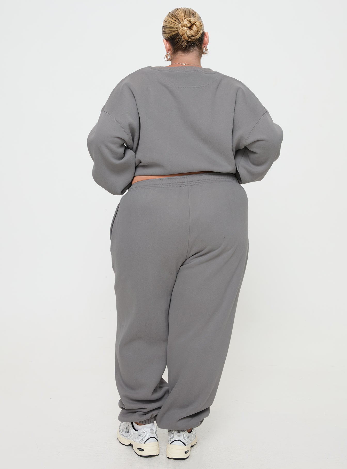 Princess Polly Track Pants Puff Text Charcoal Curve - Image 5