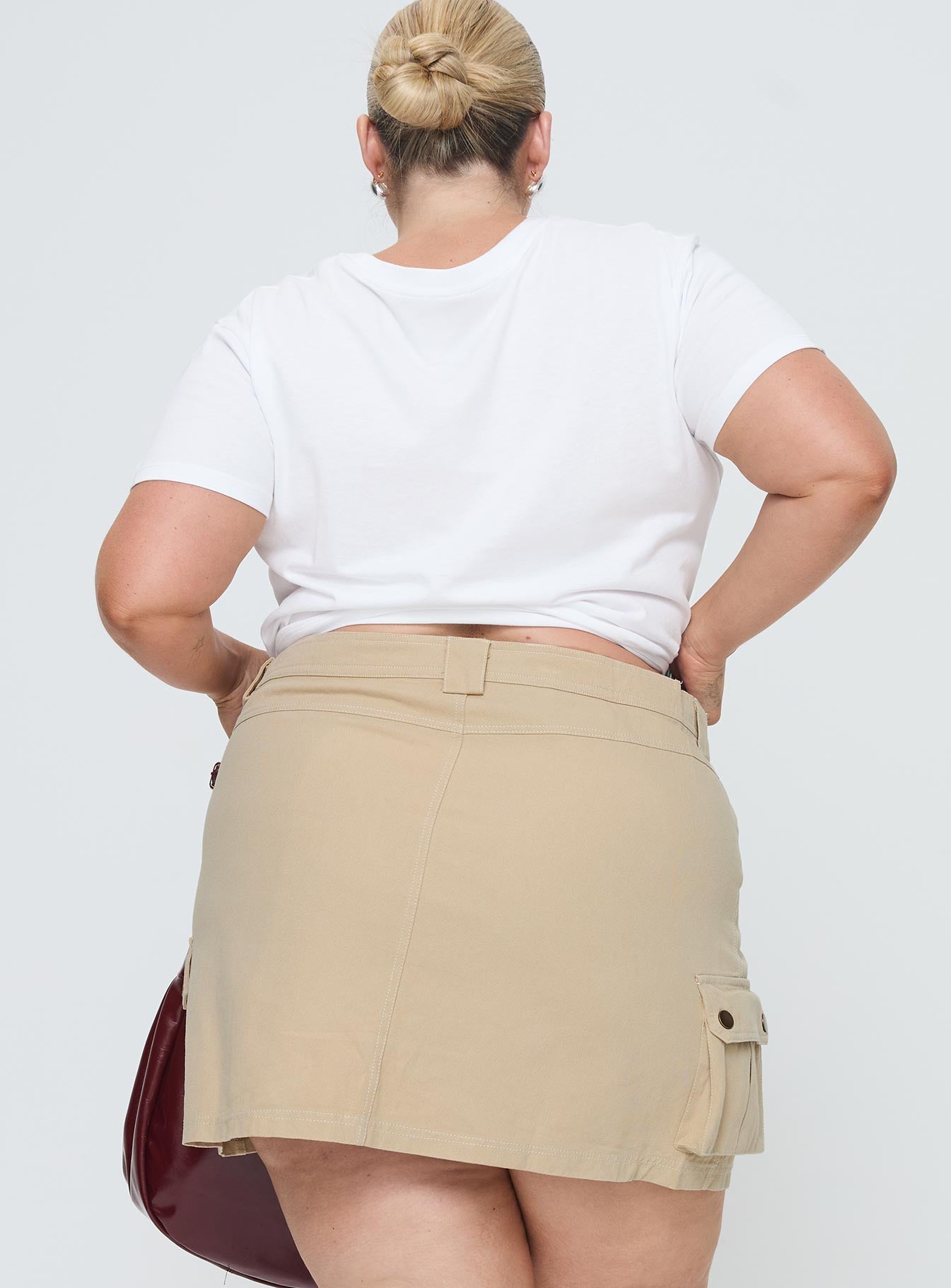 Lydie Cargo Mini Skirt Beige Curve - Image 5
