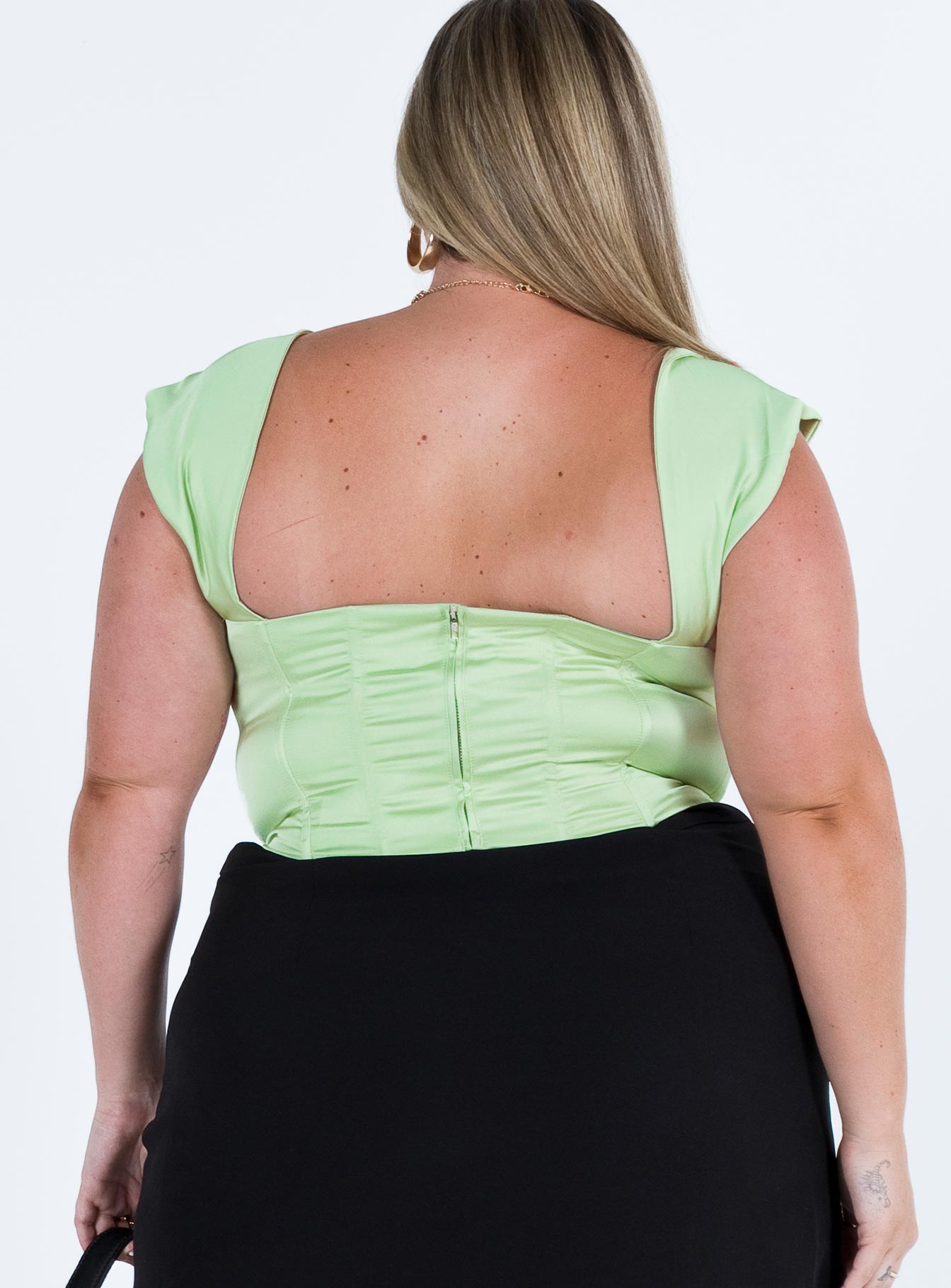Cornell Satin Corset Top Green Curve - Image 5
