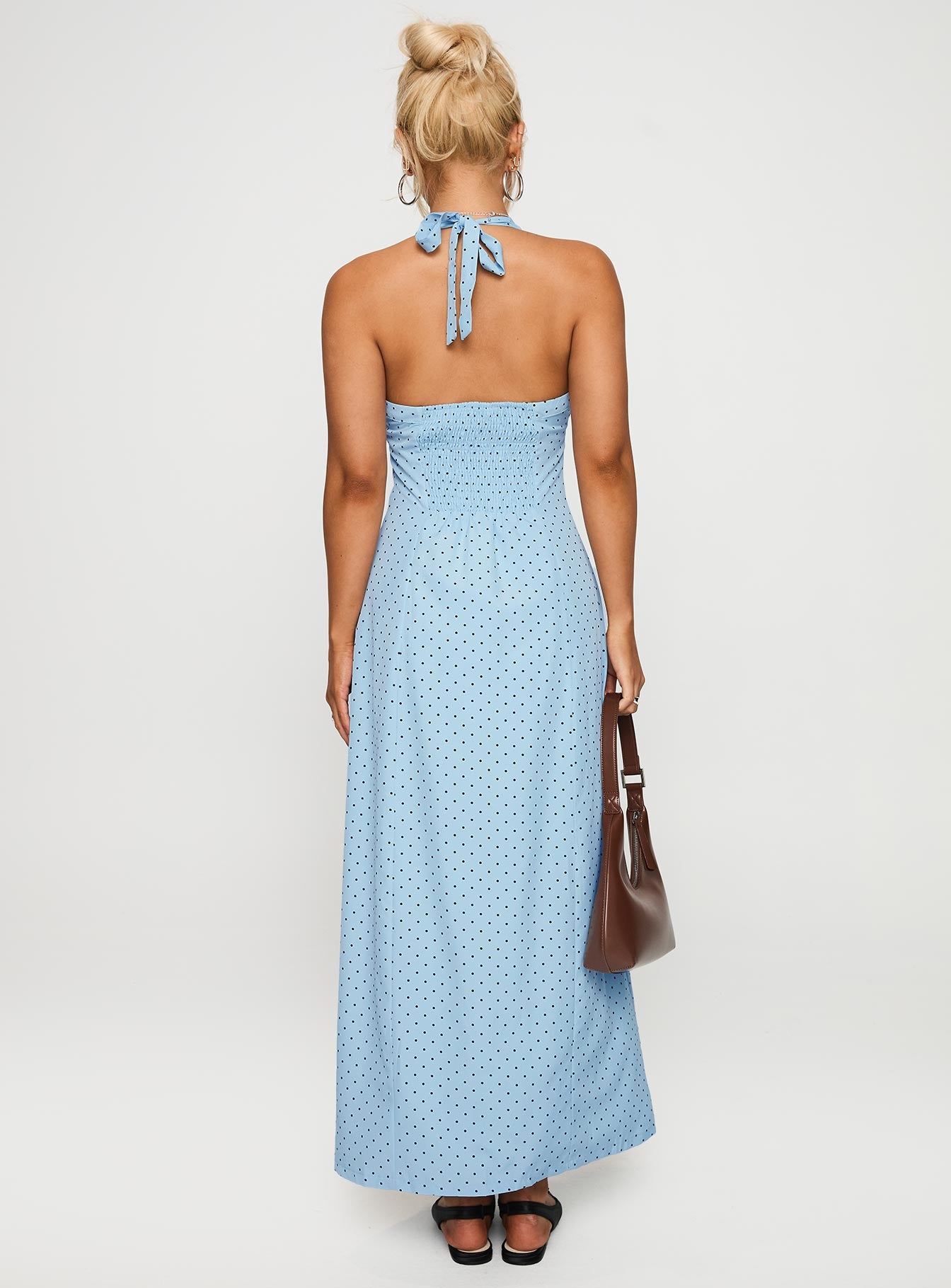 Mallorie Halter Maxi Dress Blue / Black Polka - Image 5