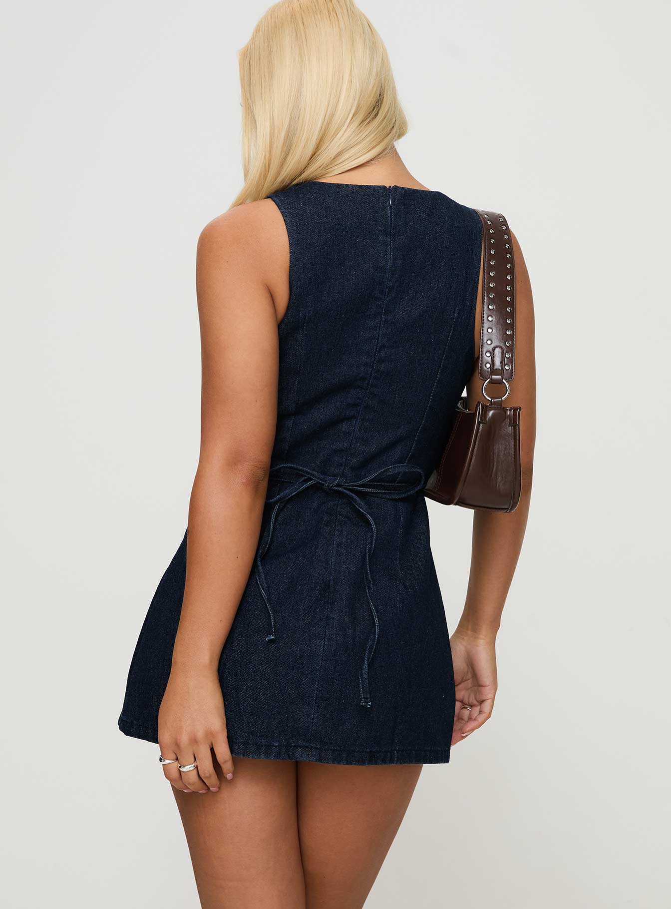 Ainsleigh Shift Denim Playsuit Dark Wash Tall - Image 5