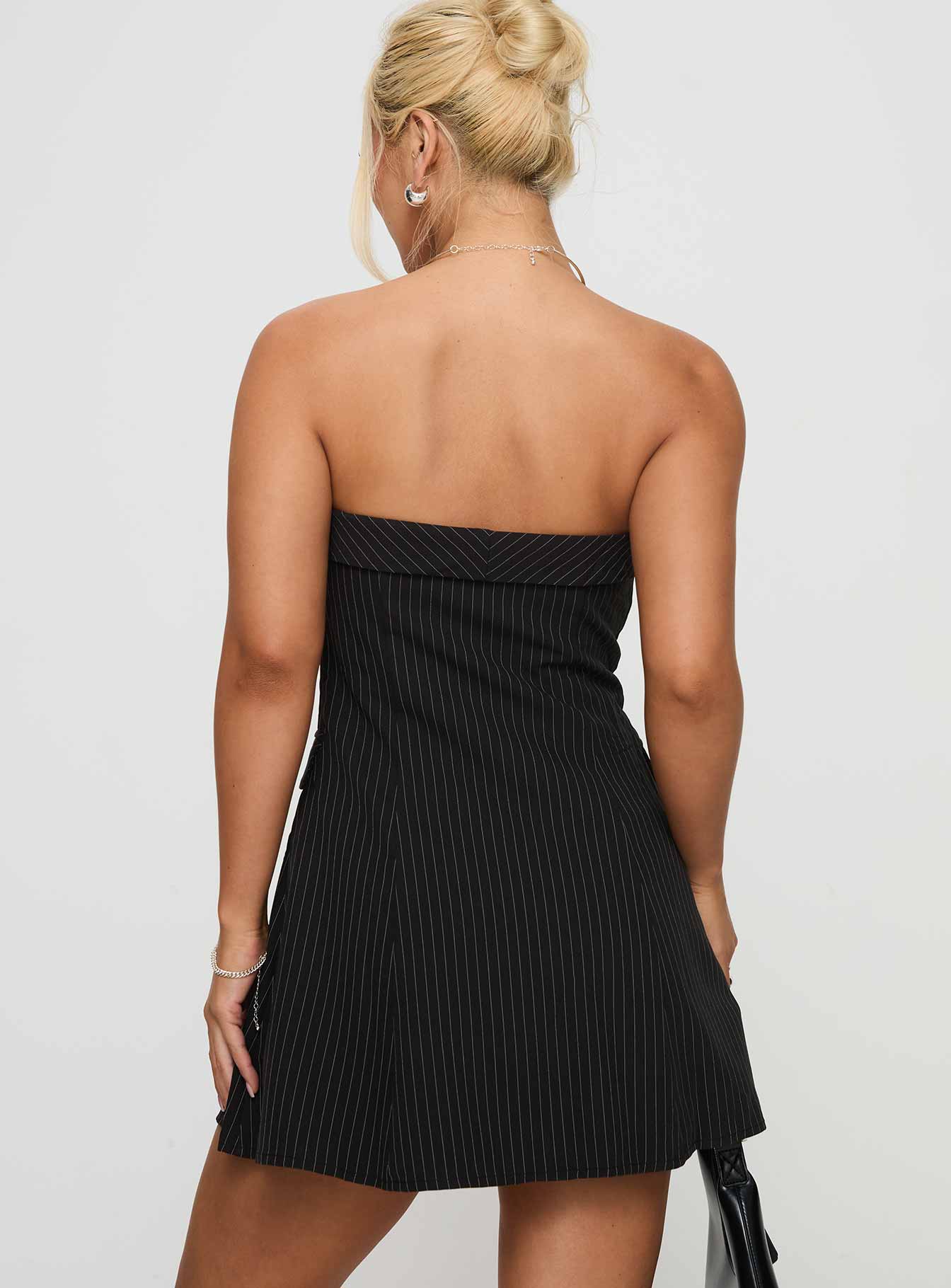 Change It Up Mini Dress Black / Pinstripe - Image 4