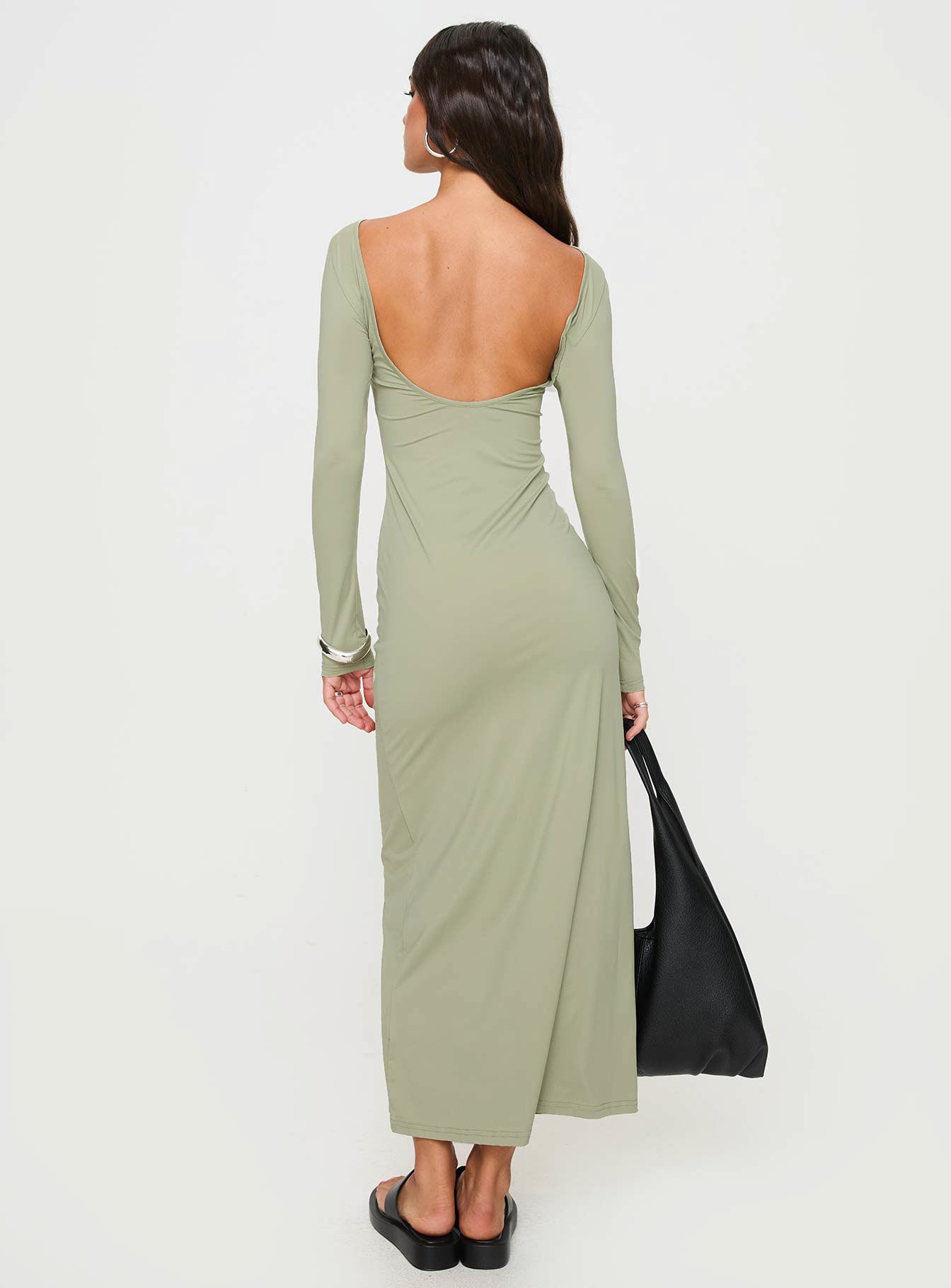 Rain Fire Long Sleeve Maxi Dress Sage - Image 5