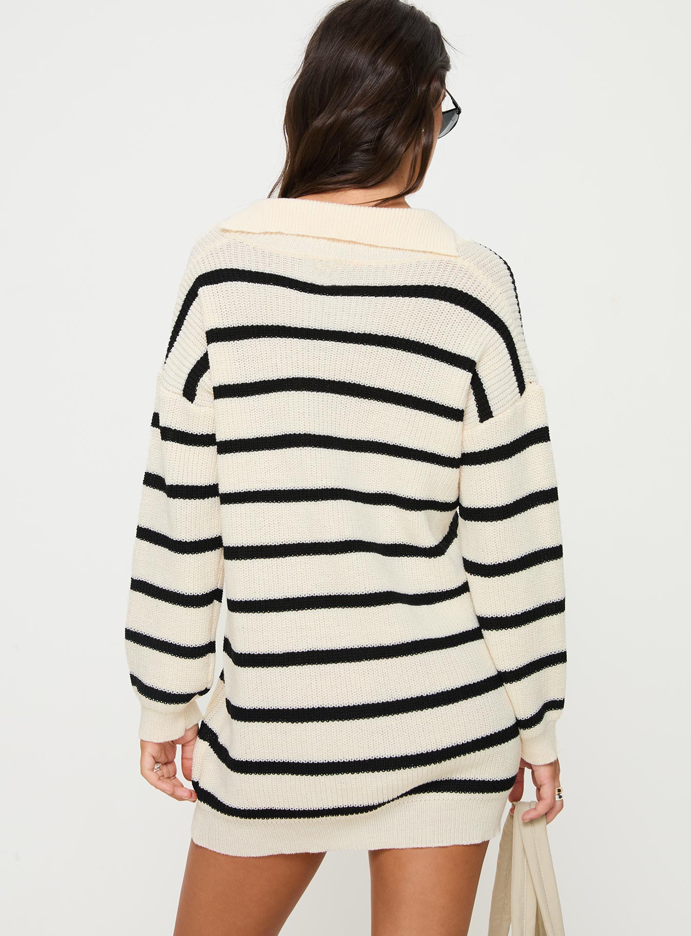 Forte Sweater Mini Dress Black / Cream - Image 5