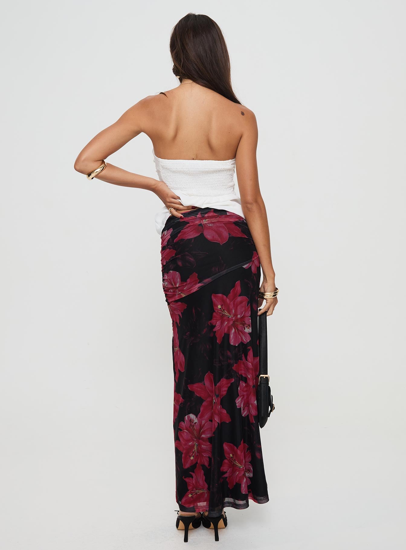 Cooperi Maxi Skirt Black / Red Floral - Image 5