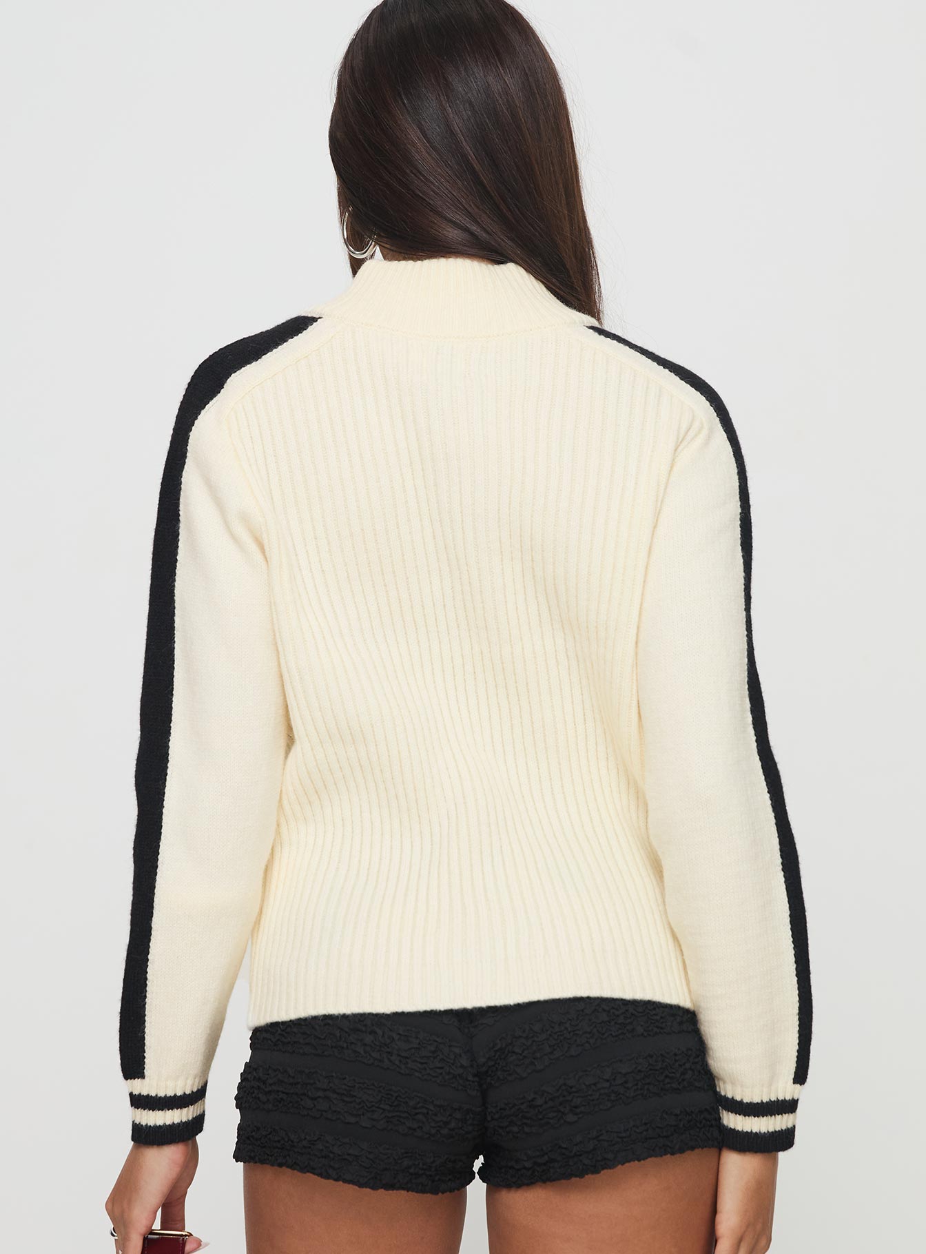 Mandee Quarter Zip Knit Sweater Cream - Image 4
