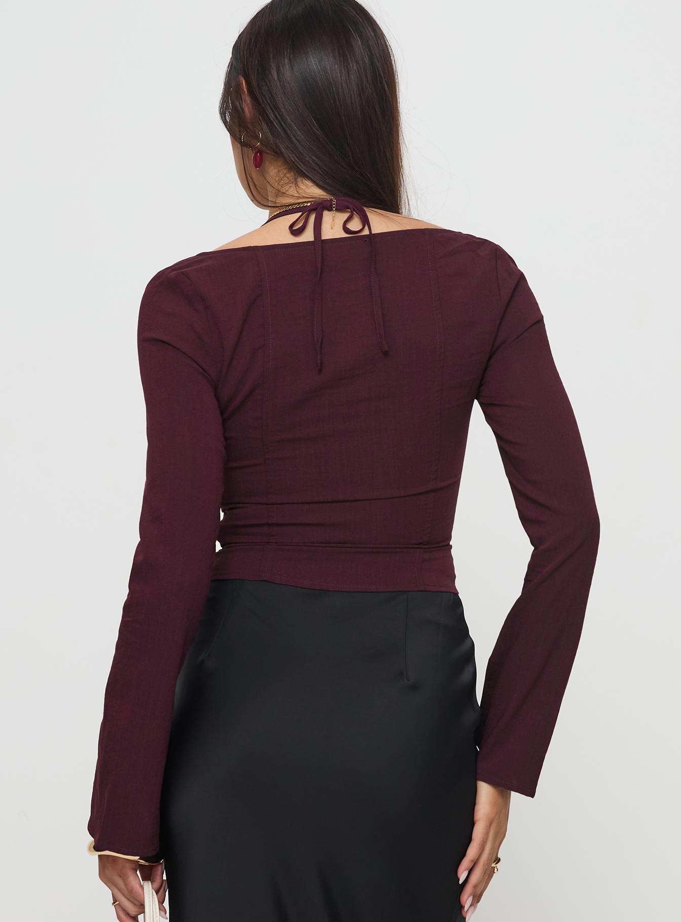 Trynia Long Sleeve Top Burgundy - Image 5