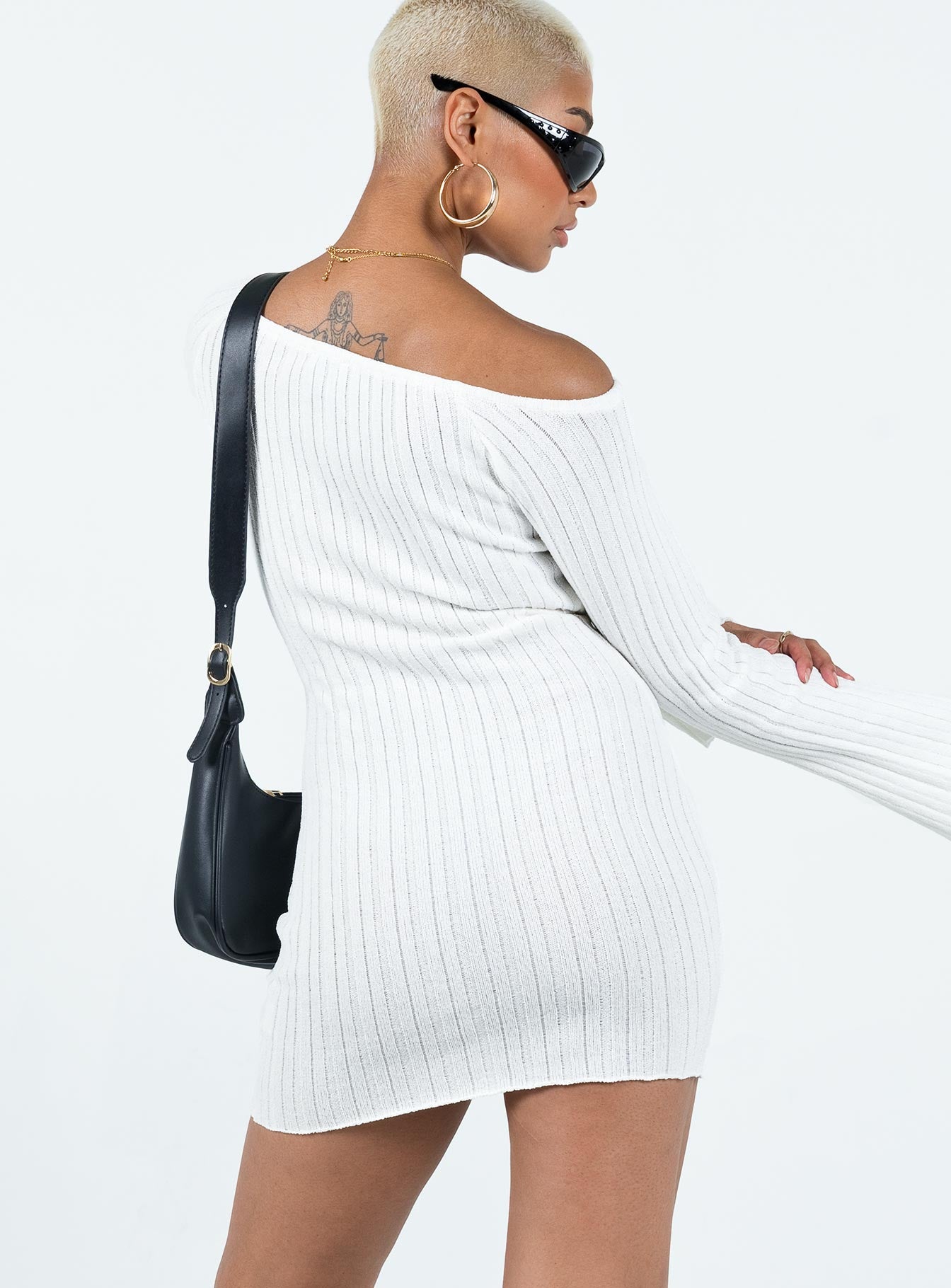 Santorini Knit Mini Dress White - Image 5