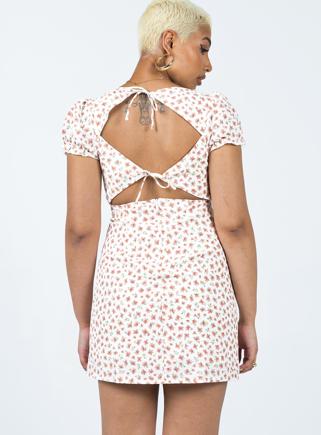 Kacey Mini Dress White Floral - Image 5