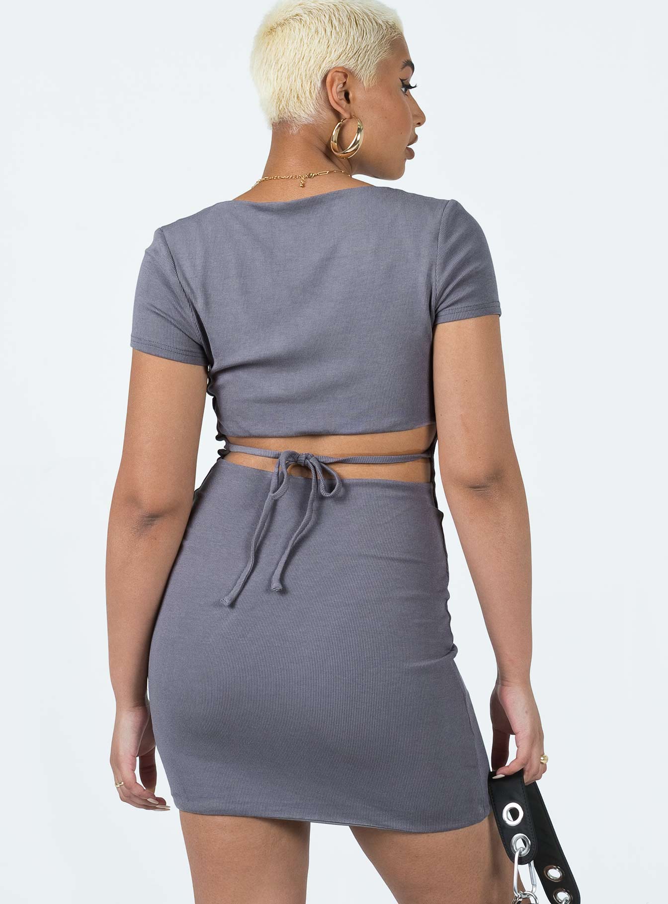 Nolan Short Sleeve Mini Dress Slate - Image 4