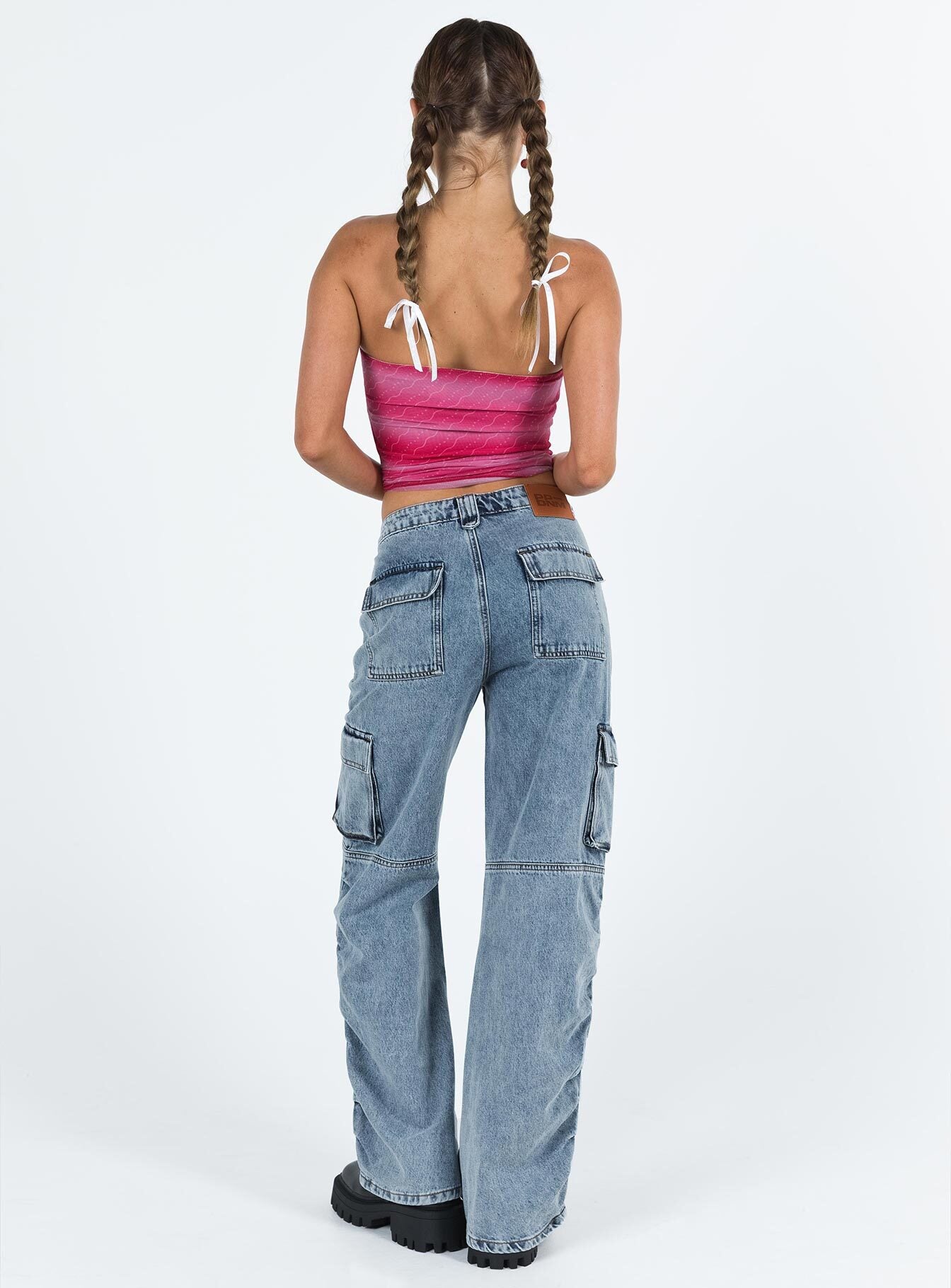 Vandana Cargo Jeans Mid Wash Denim - Image 5