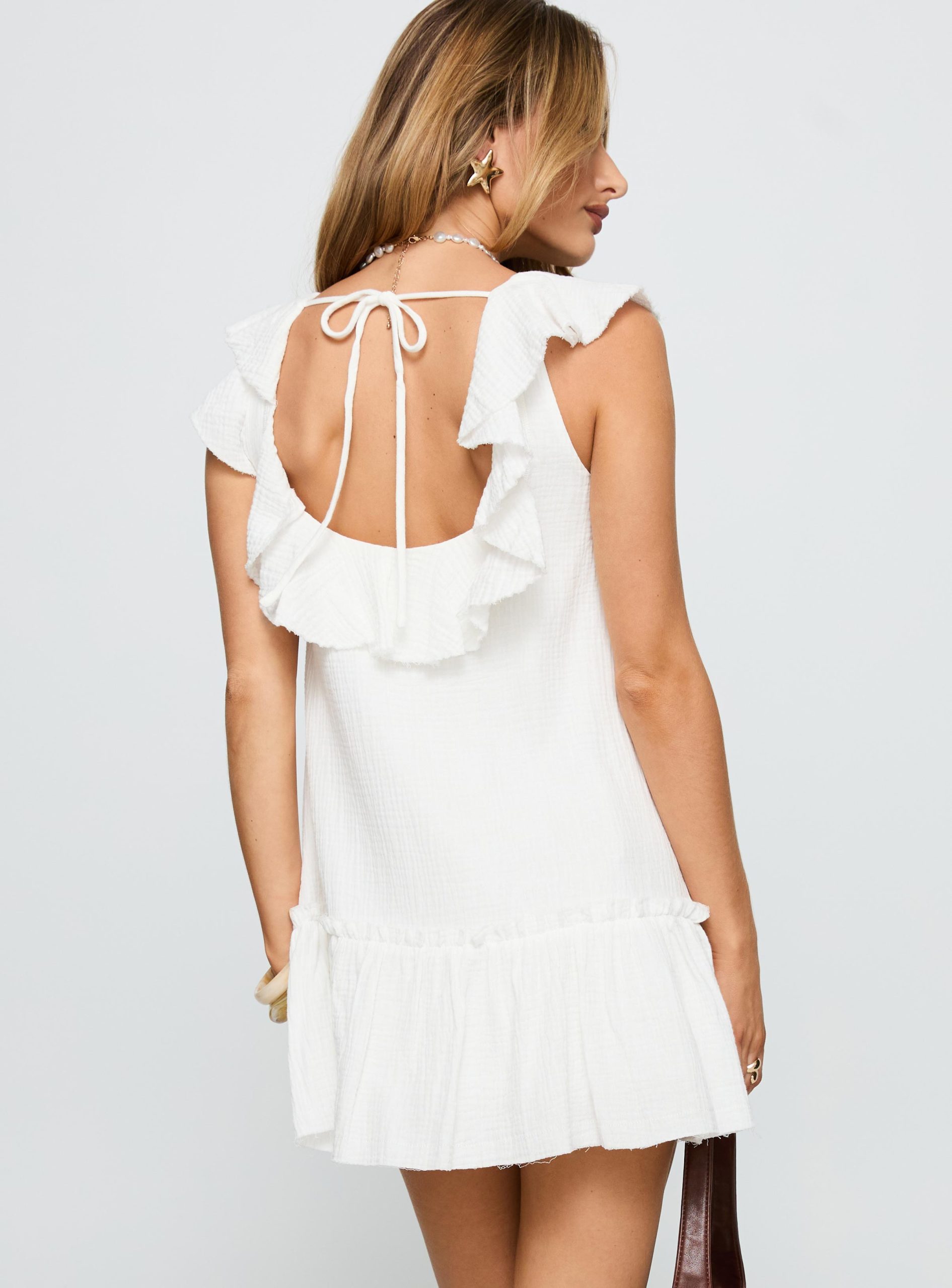 Alicen Frill Mini Dress White - Image 5