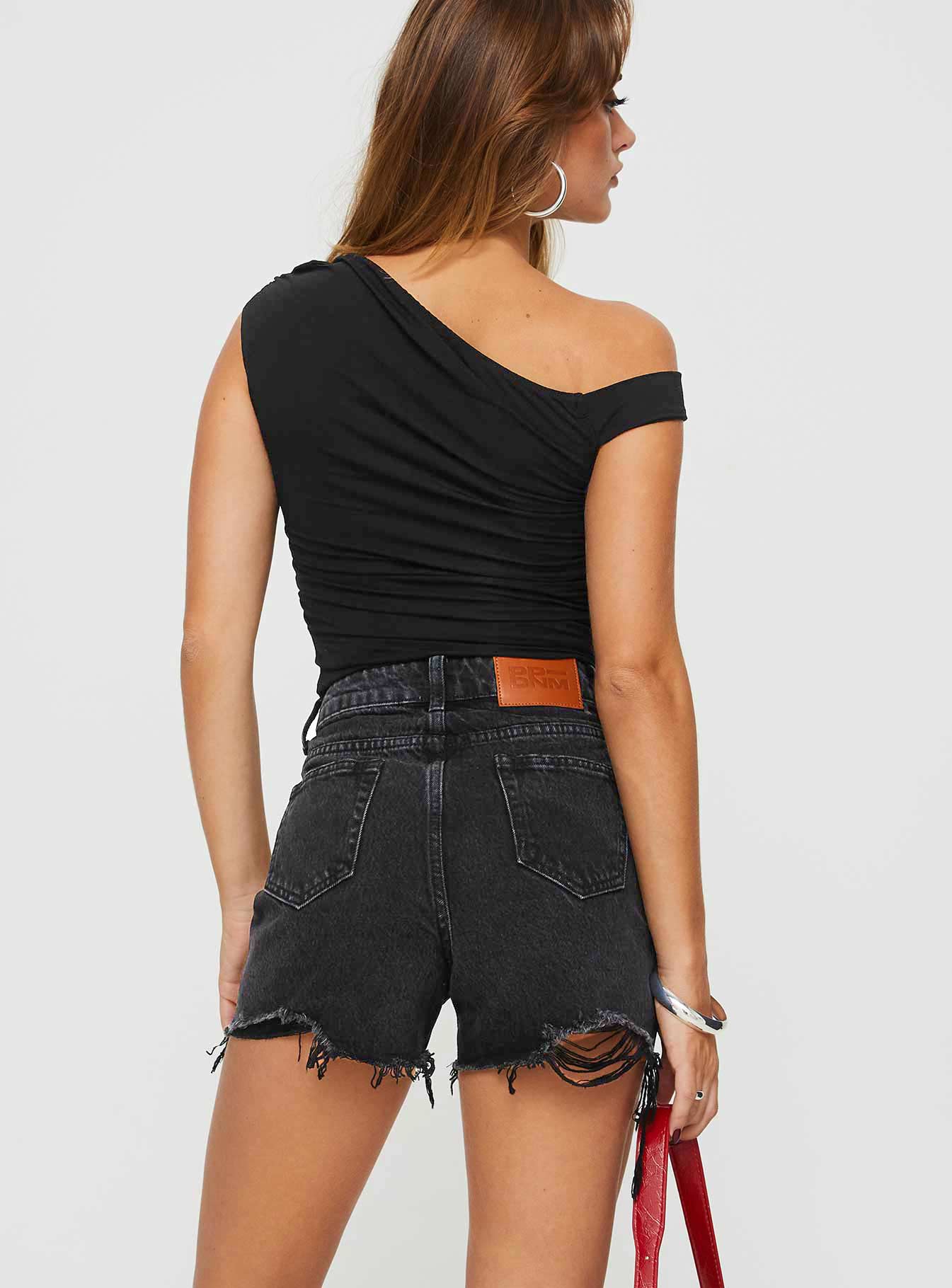 Laurena Denim Shorts Black - Image 5