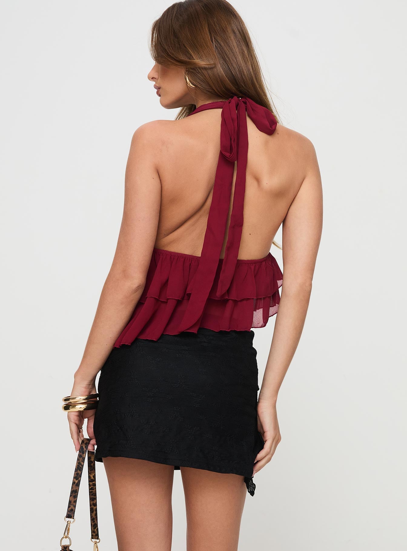 Vitoria Ruched Lace Mini Skirt Black - Image 6