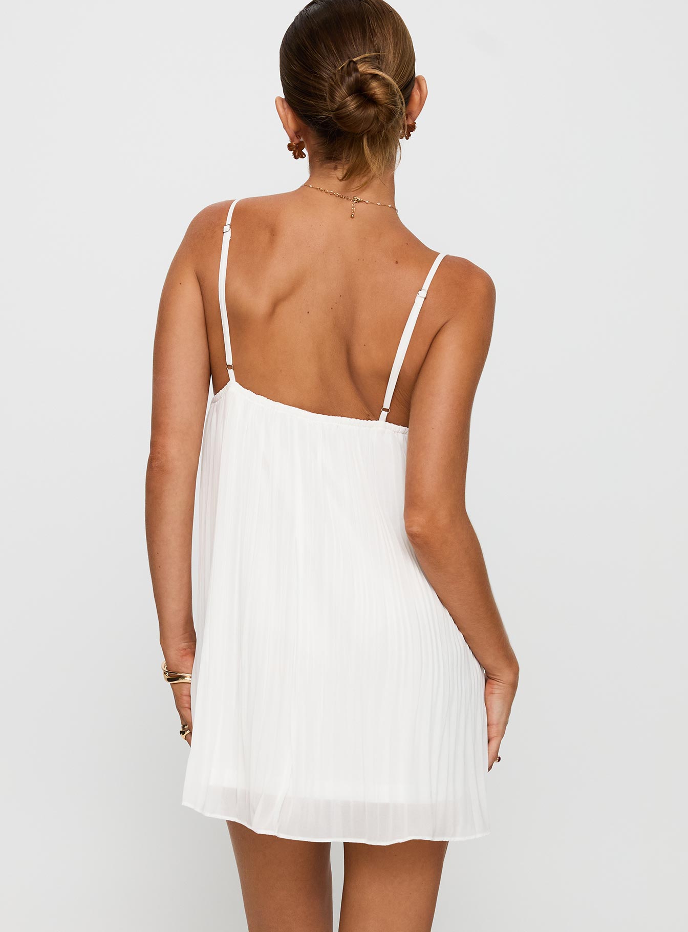 Baby Honey Pleat Mini Dress White - Image 5