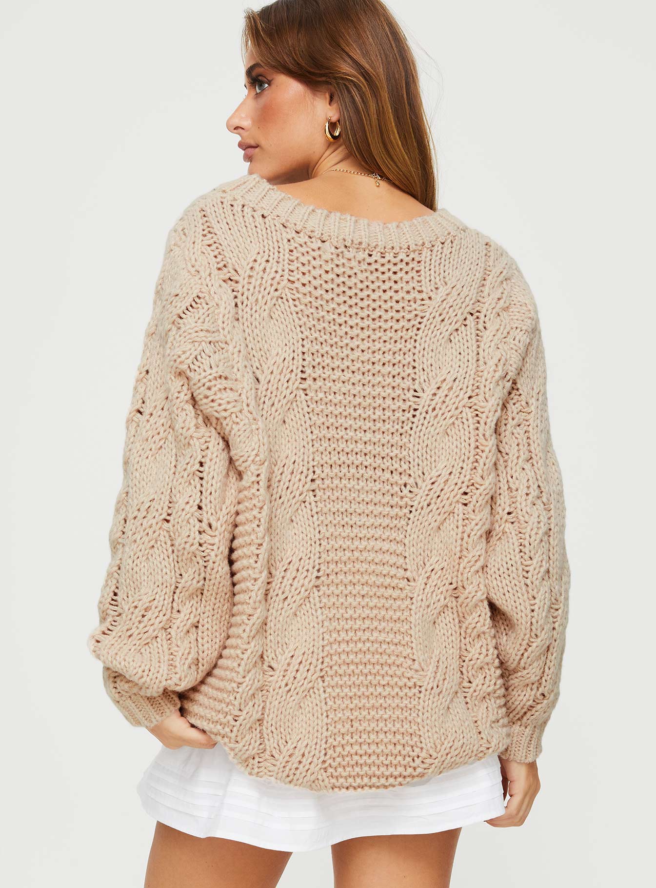 Ellison Cable Knit Sweater Beige - Image 5
