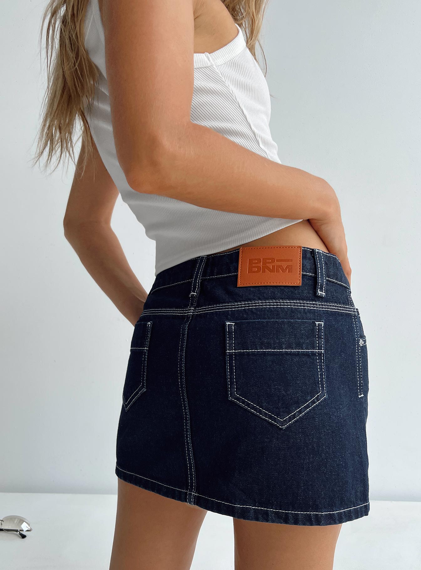 Bracken Denim Mini Skirt Navy - Image 5